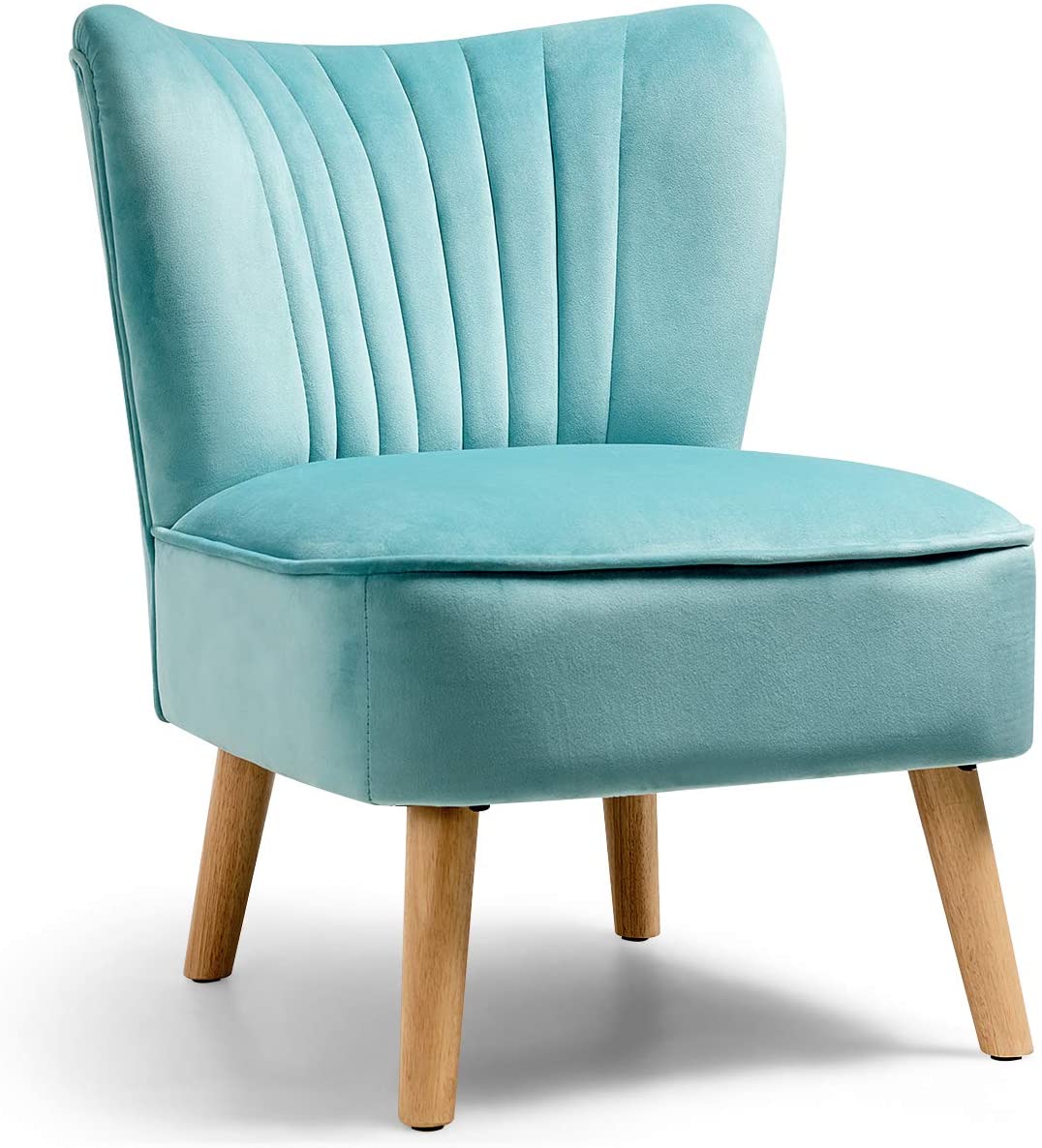 Velvet Accent Chair, Upholstered Modern Sofa Chair with Wood Legs & Thickly Padded