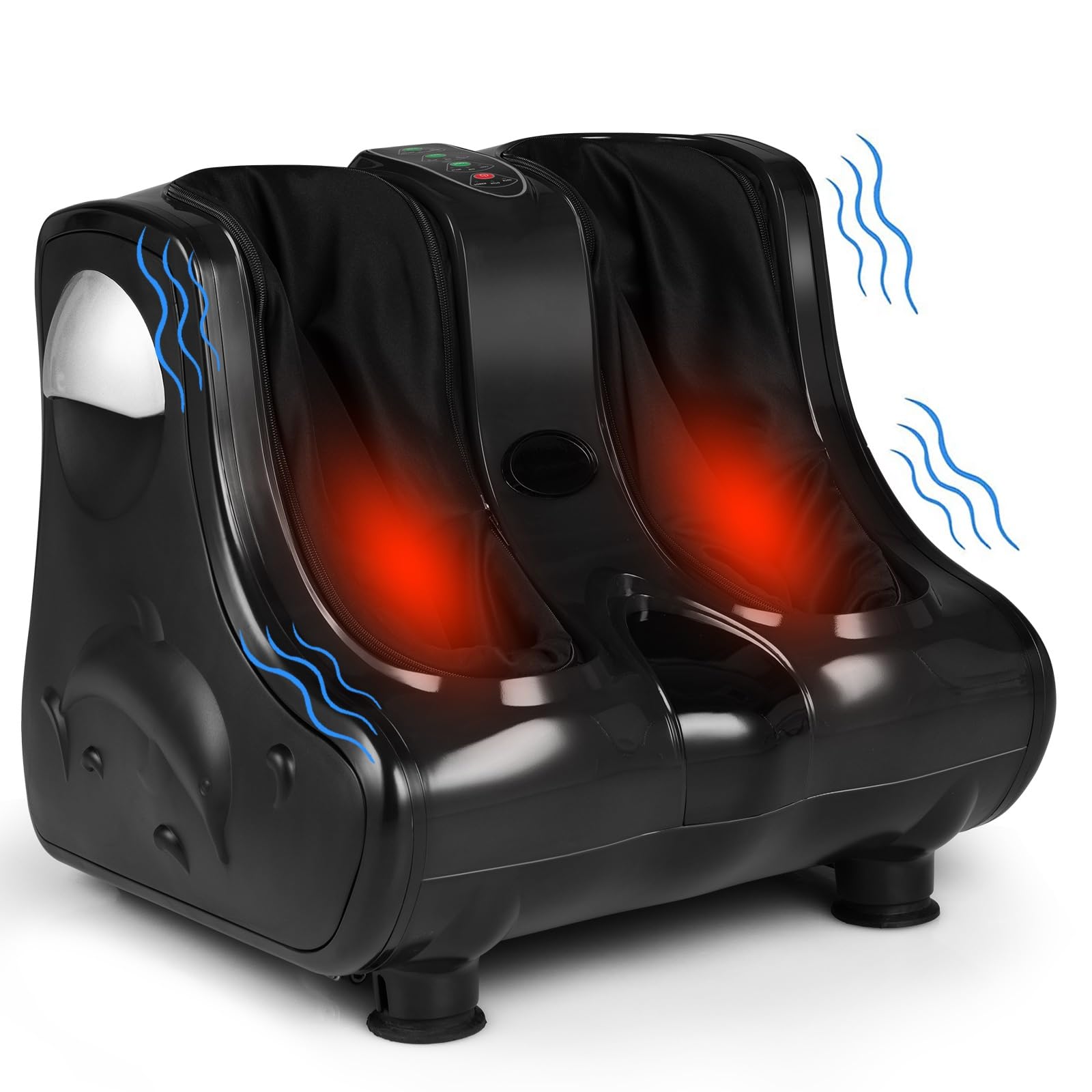 Foot and Calf Massager, Shiatsu Foot Massager Machine w/Heating, Kneading, Vibration, Rolling, Adjustable Speed & Tilt Base