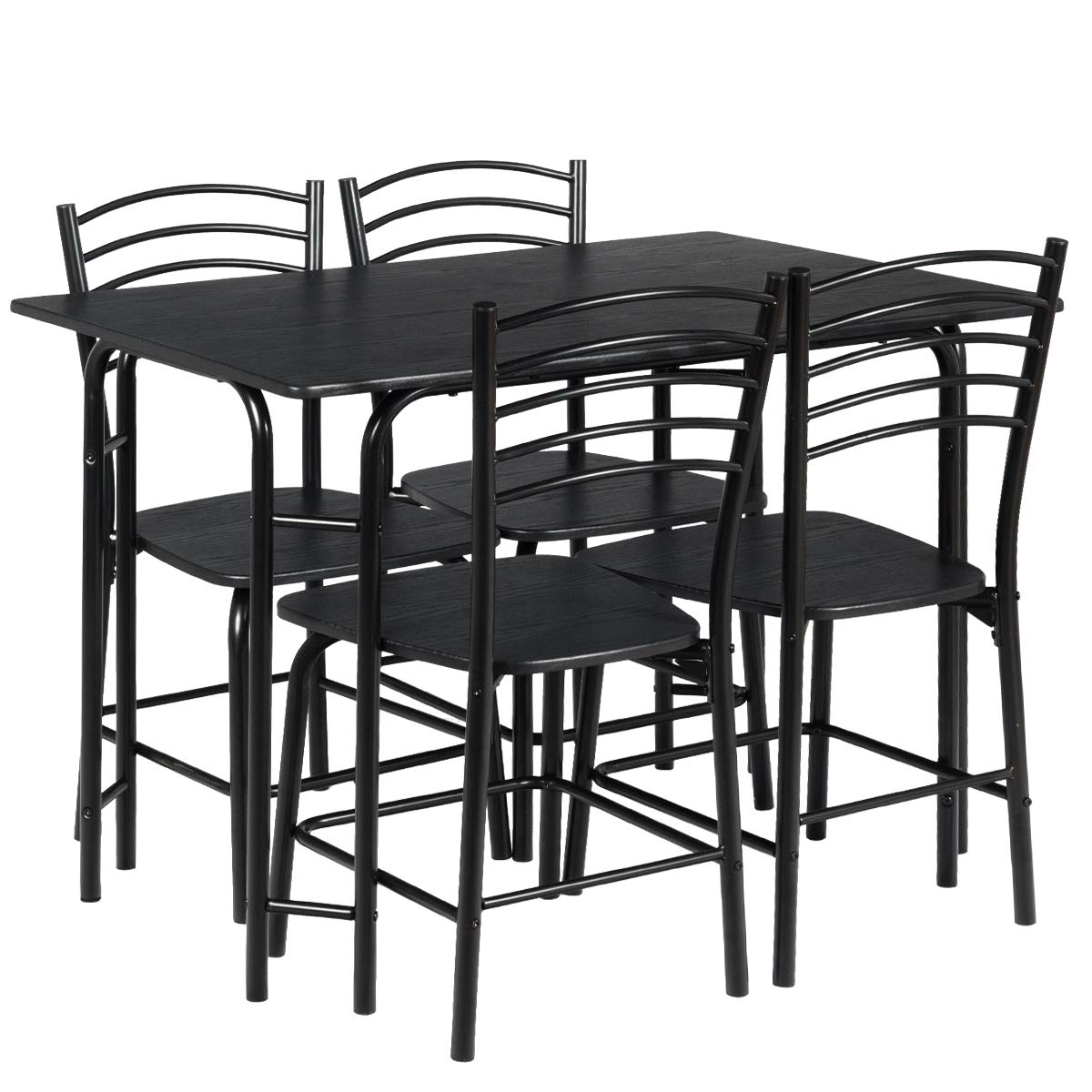 5 Piece Dining Set, Home Kitchen Table and 4 Chairs with Metal Legs