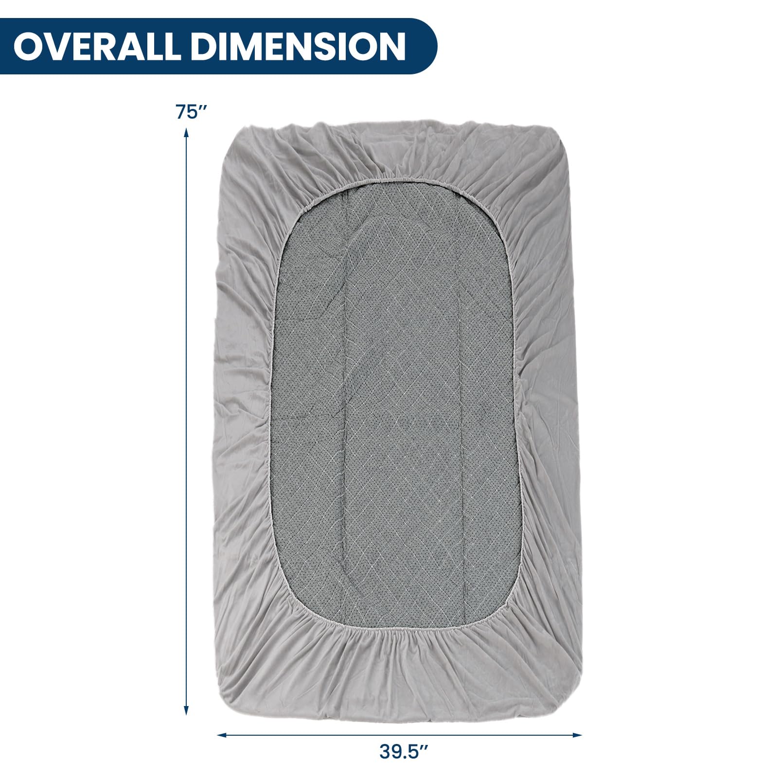 Mattress Topper Cover, Soft Velvet Mattress Protector with Deep Pockets, Elastic Sides & Anti-Slip Bottom