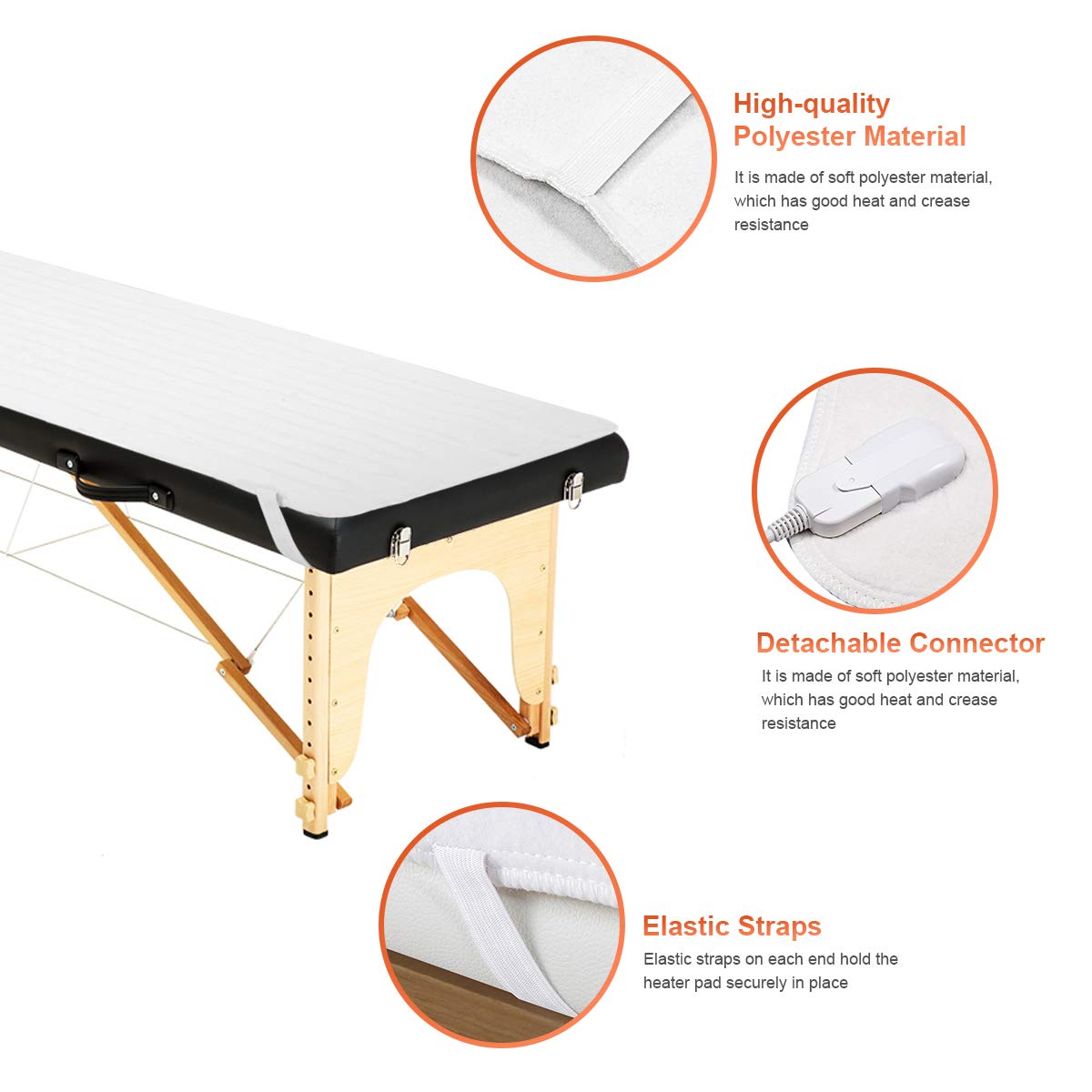 Electric Massage Table Warmer with 5 Heat Settings, Digital Timer and Overheat Protection