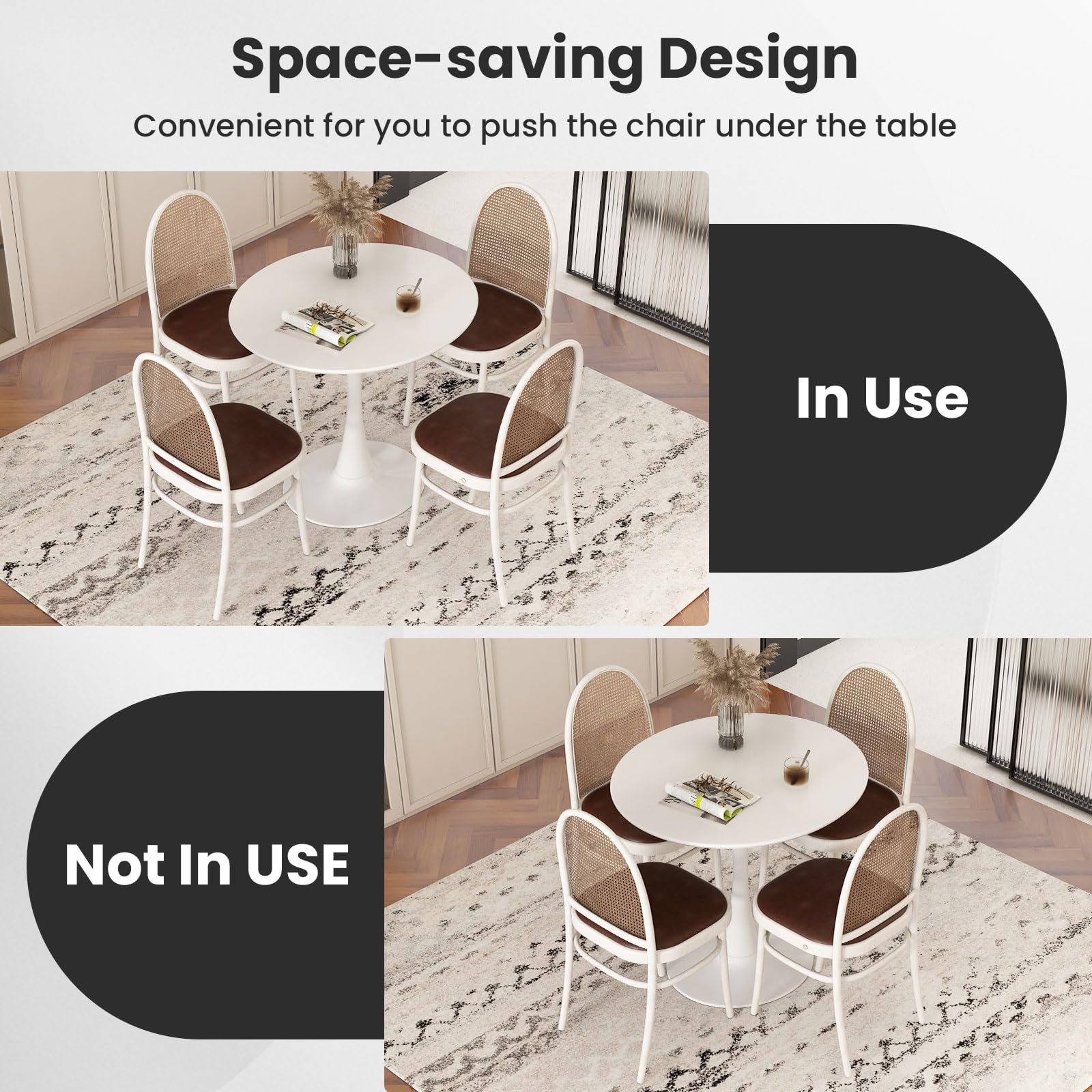 Round Dining Table, 32" Modern Tulip Kitchen Table with 0.9&rdquo; Thickened Tabletop & Sturdy Metal Pedestal