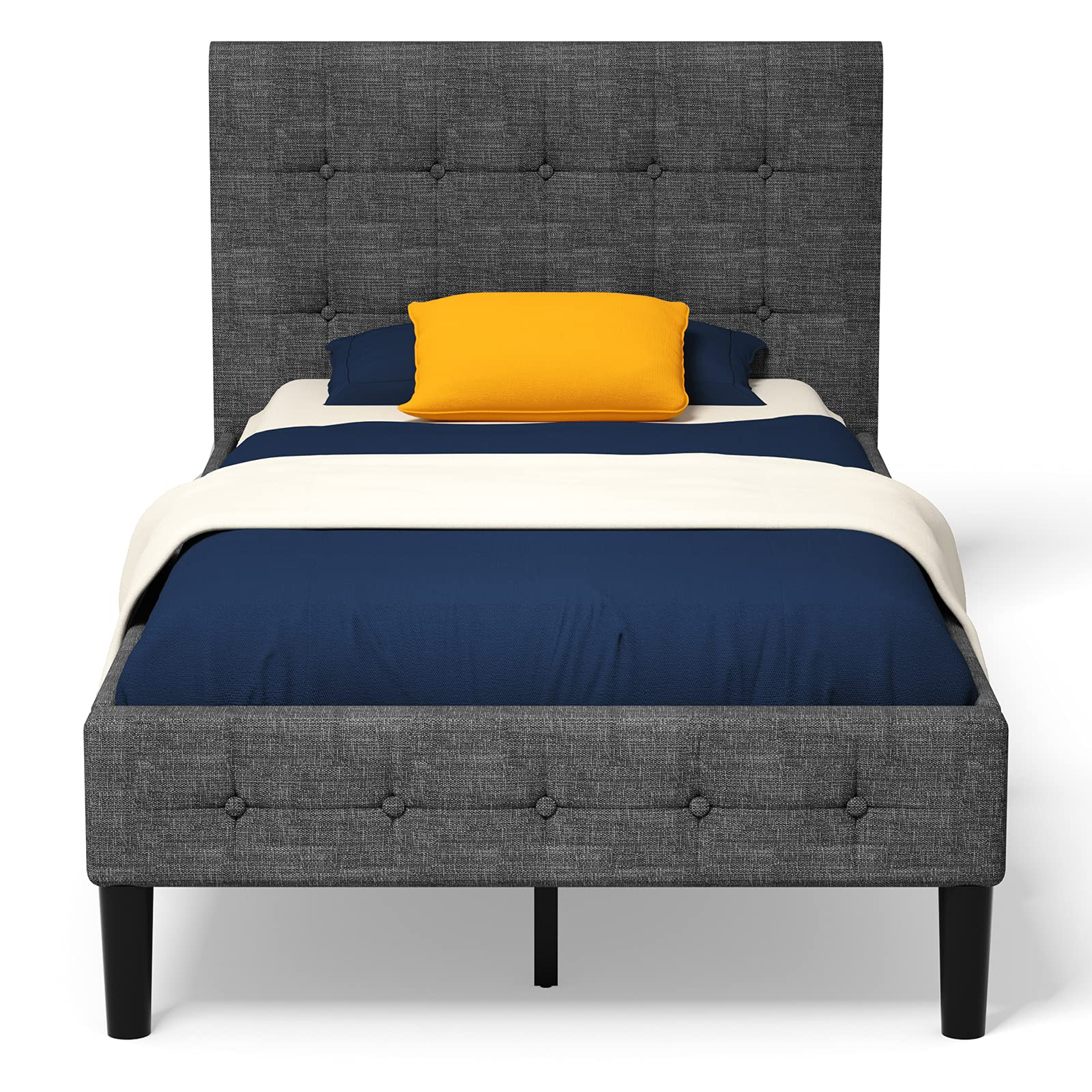 Upholstered Bed Frame with Button Tufted Headboard