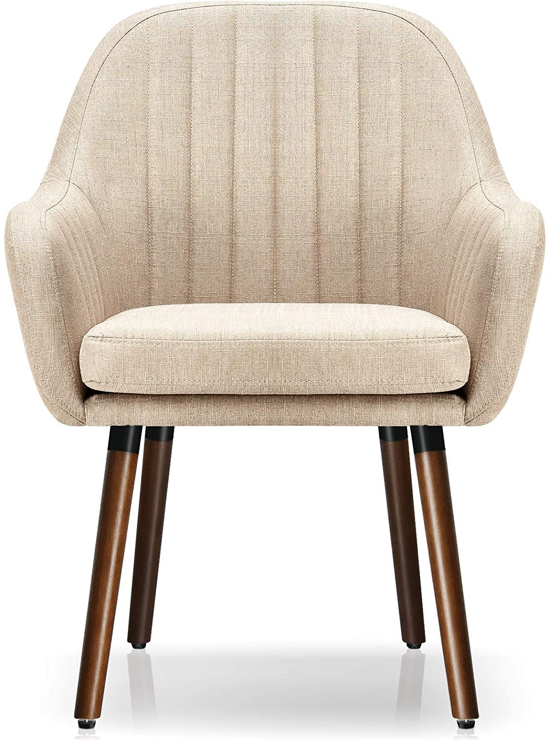 Set of 2/4 Fabric Dining Chairs, Accent Upholstered Arm Chair w/Wood Legs