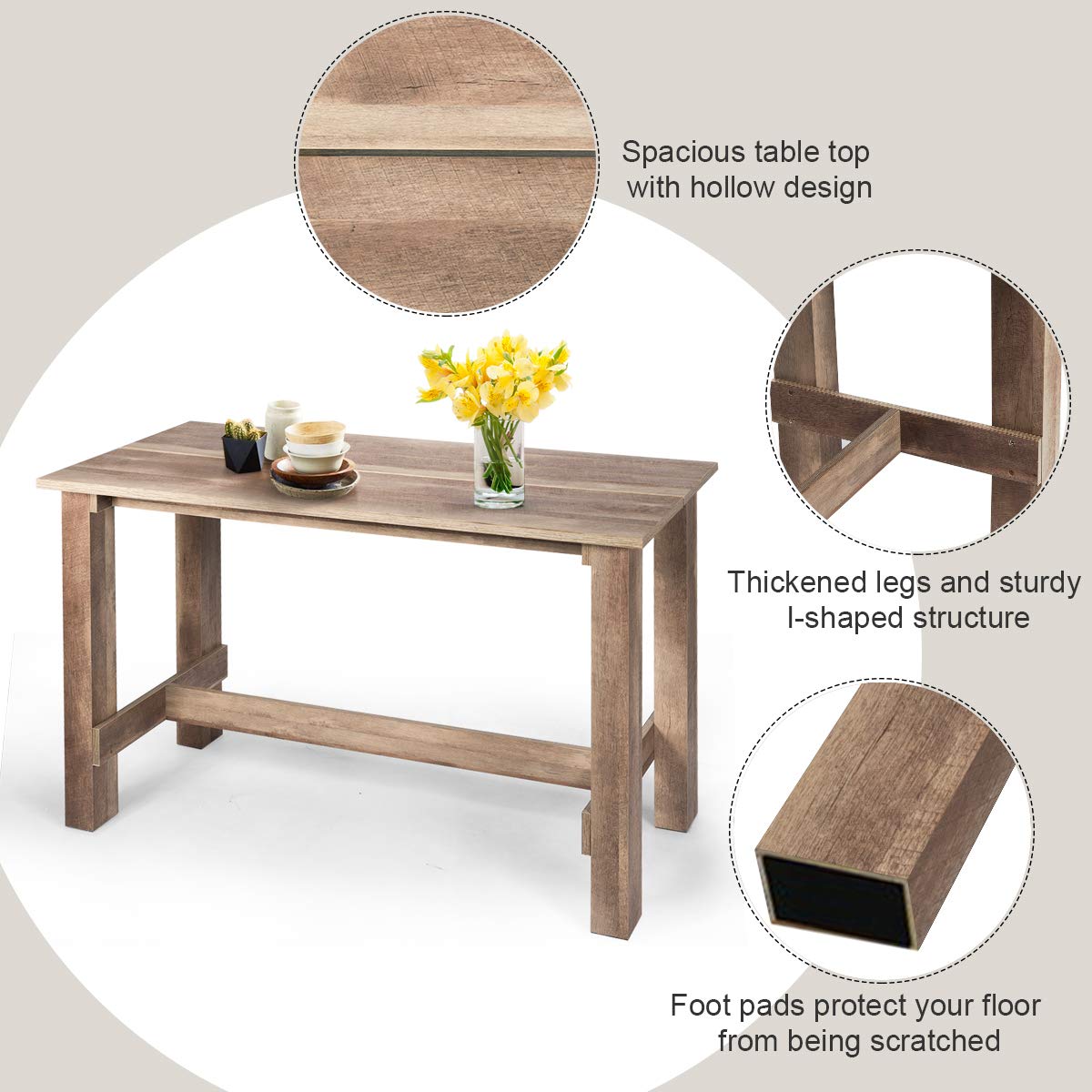 Counter Height Dining Table for 4-6, Large Rectangular Kitchen Table