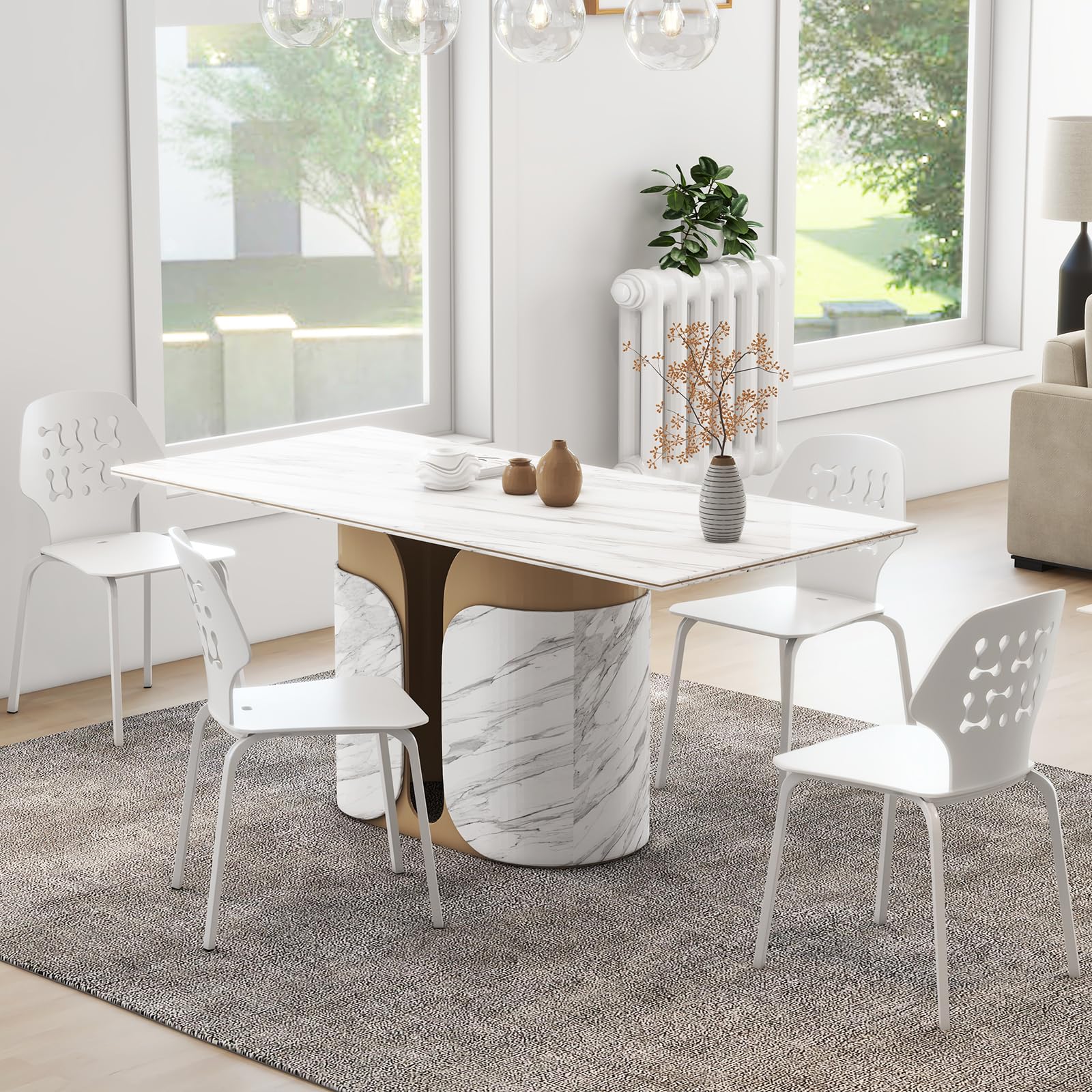 Modern Dining Chairs Set of 4, Modern Kitchen Chair with Hollowed Backrest