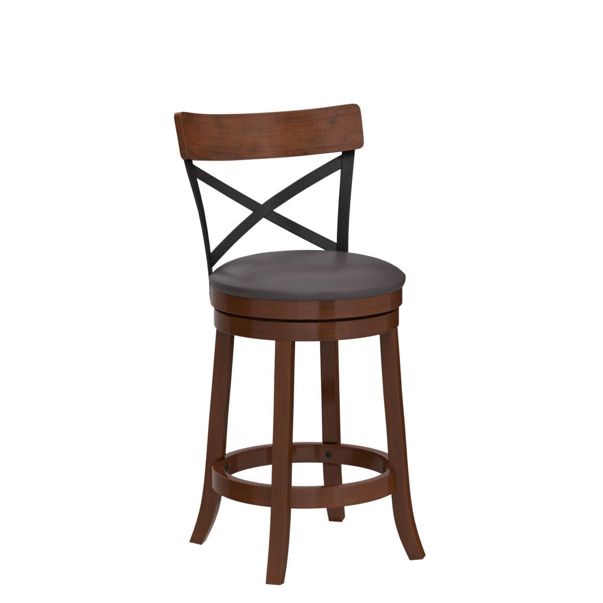 360-Degree Swivel Solid Wood  Bar Stool Set of 2/4 with Soft Cushion & Backrest