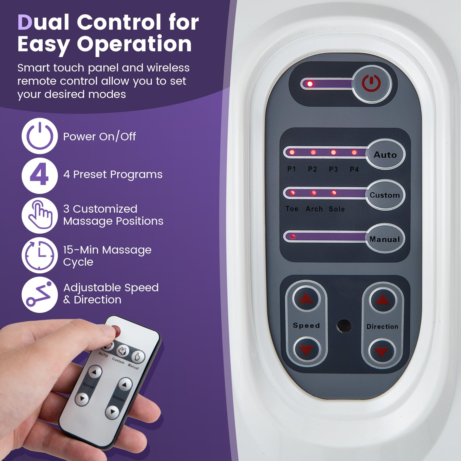 Electric Shiatsu Foot Massager with Remote and 4 Massage Modes
