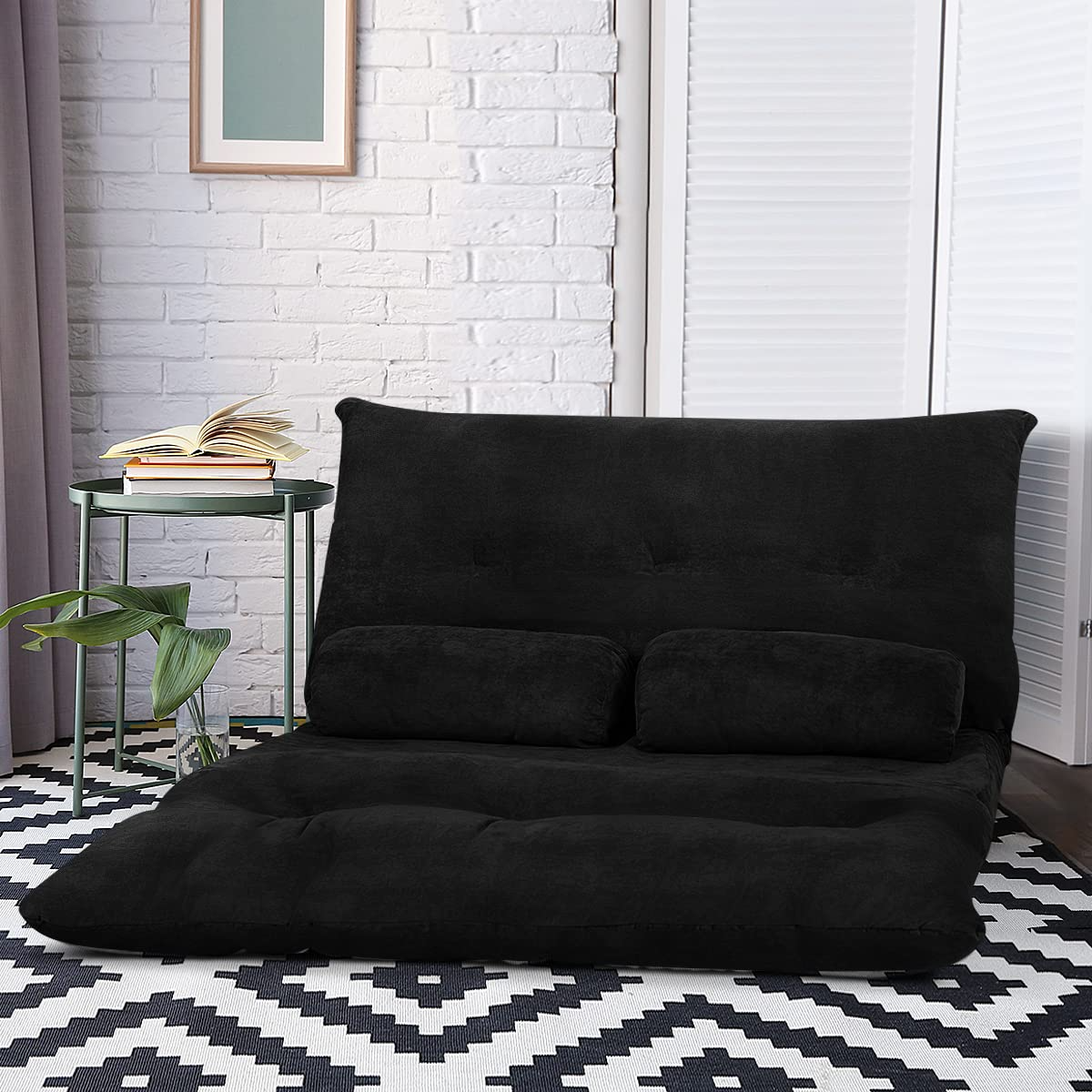 Multi-Functional 6-Position Foldable Lazy Floor Sofa with 2 Pillows