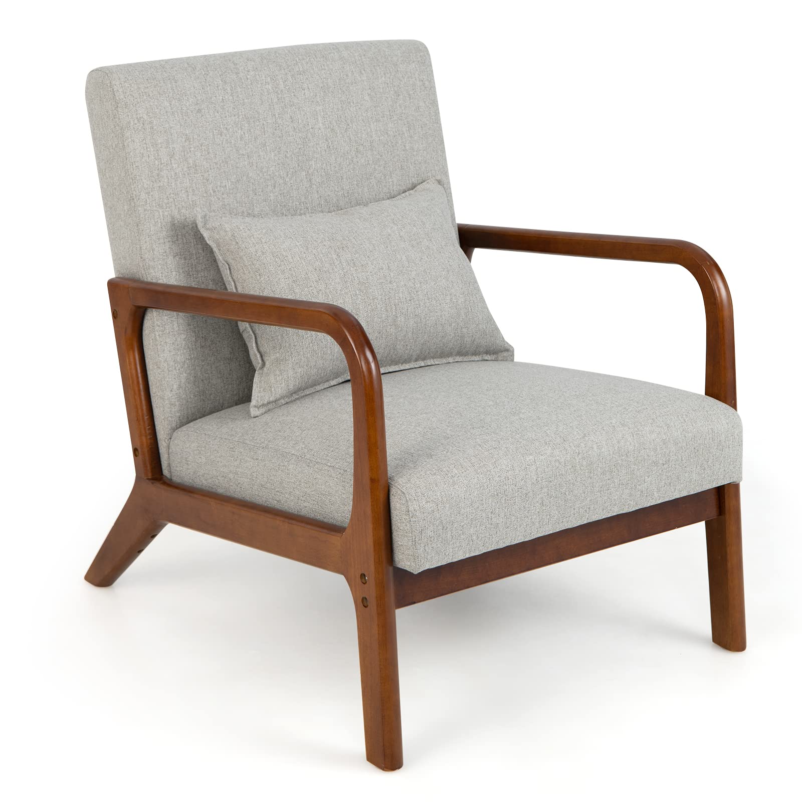Mid Century Modern Chair, Indoor Living Room Leisure Accent Chair with Cushioned Seat & Back