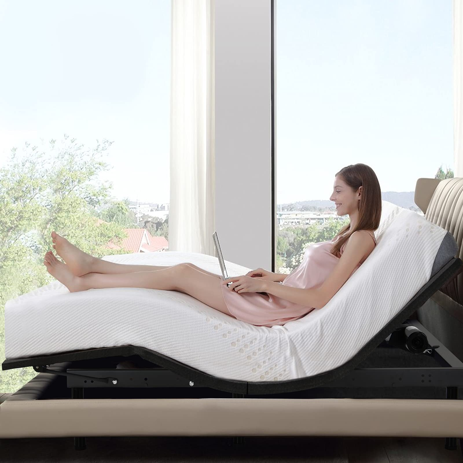 Adjustable Bed Base, Electric Adjustable Bed Frame w/ Wireless Remote