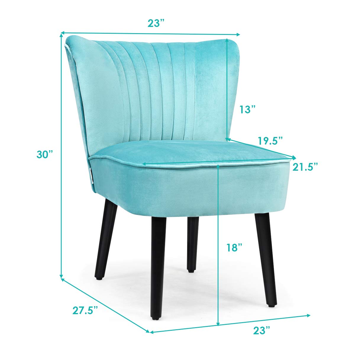 Set of 2 Upholstered Modern Leisure Velvet Accent Chair w/ Adjustable Foot Pads