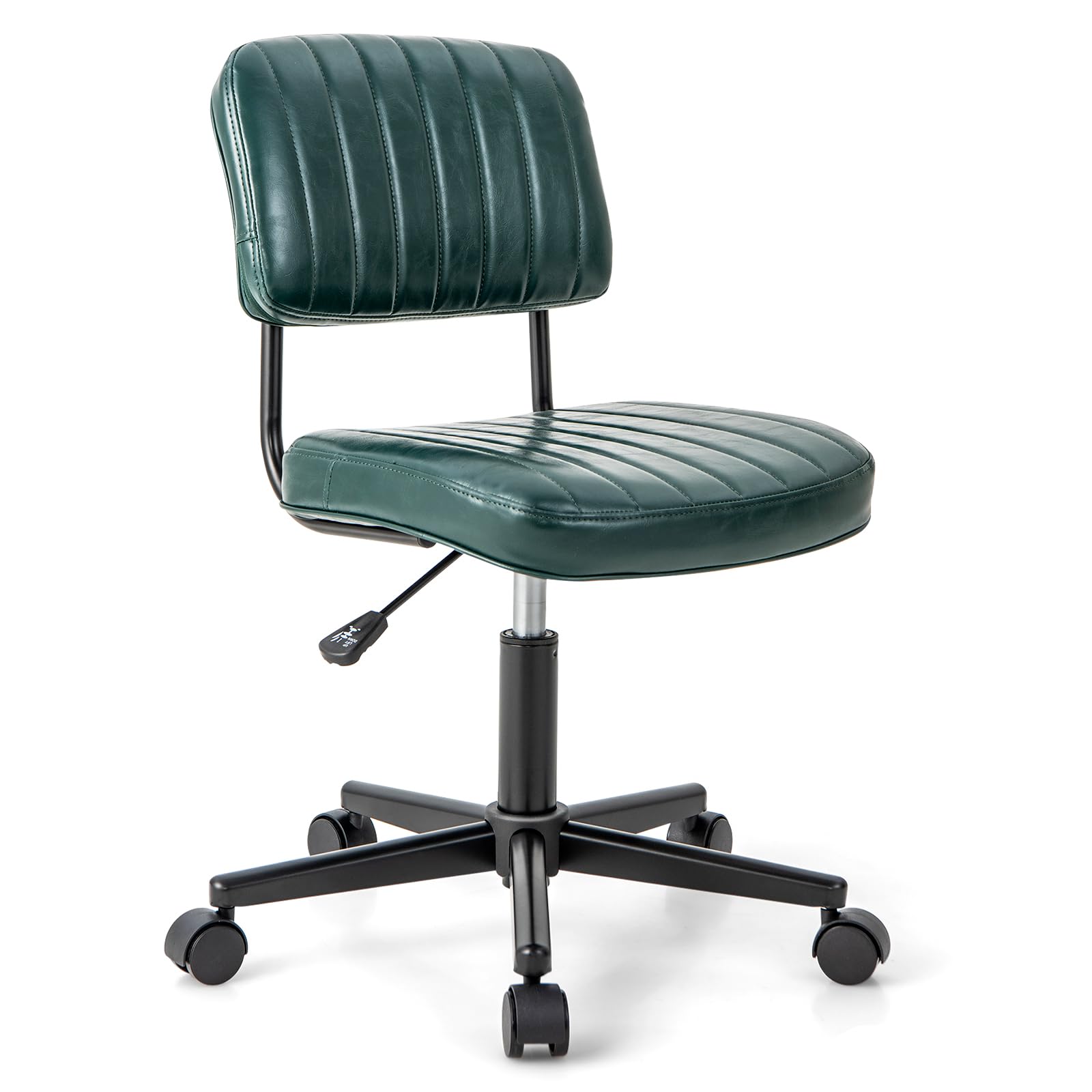 Leather Height Adjustable Office Chair, Retro Swivel Rolling Task Chair