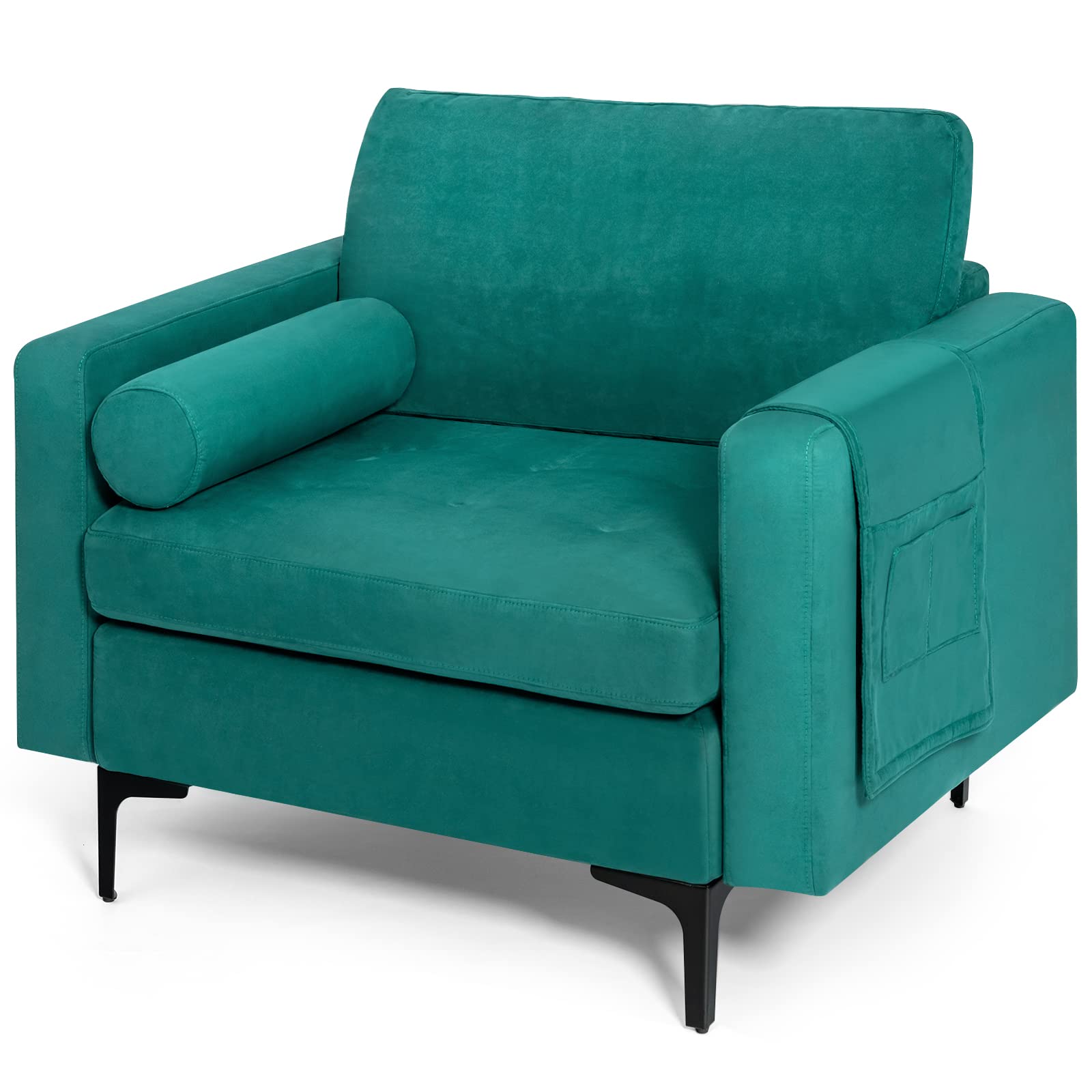 Modern Accent Sofa w/Comfy Cushion Bolster for Bedroom Reception Room