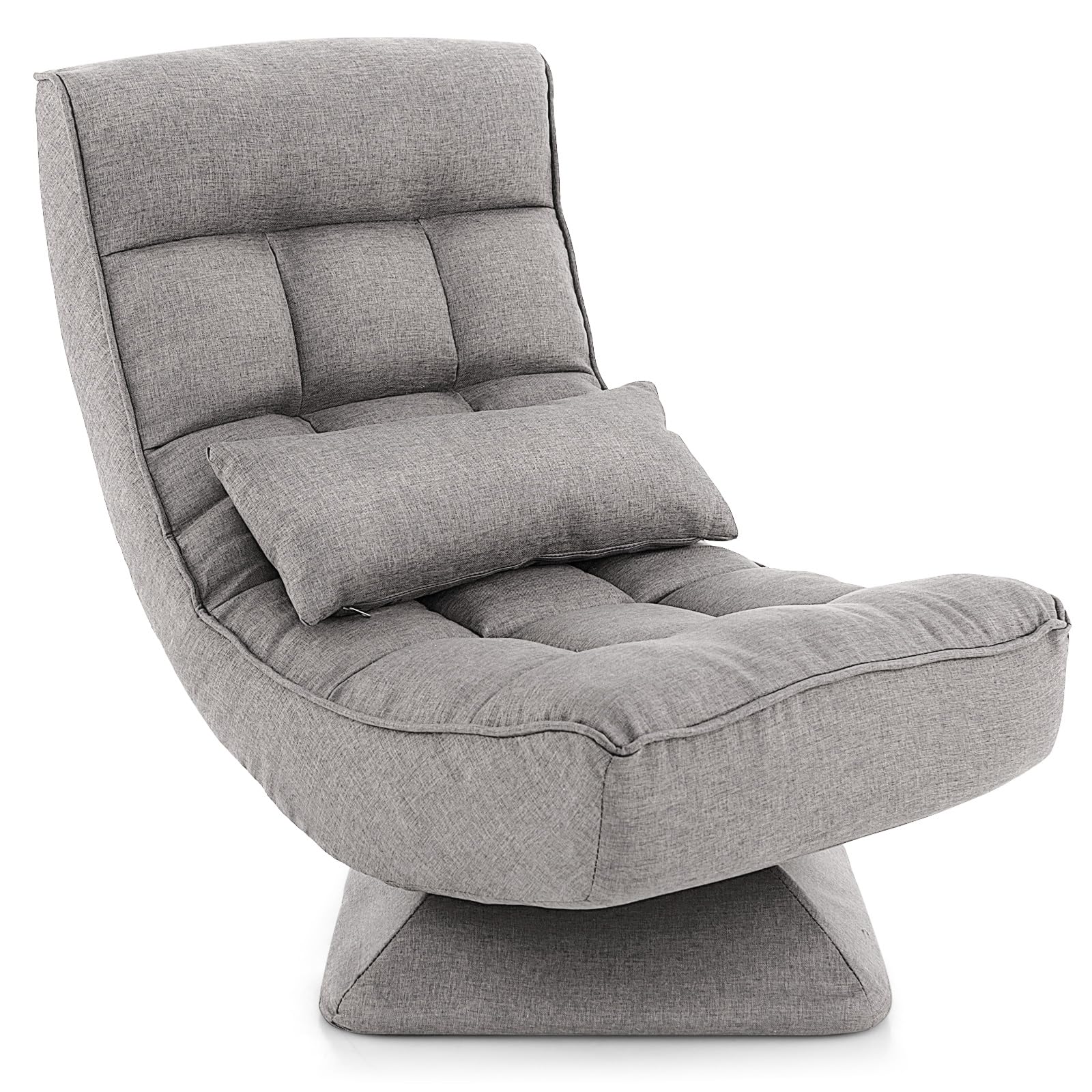 Adjustable Swivel Floor Chair, 5 Position Video Game Chair with Massage Lumbar Pillow, Swivel Base, Steel Frame