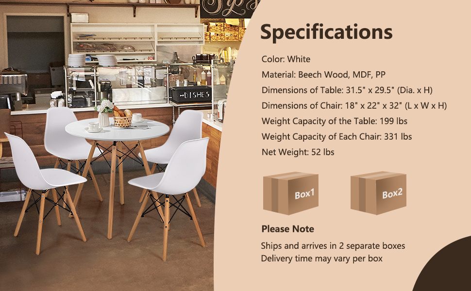 Round Dining Table & 4 DSW Chairs