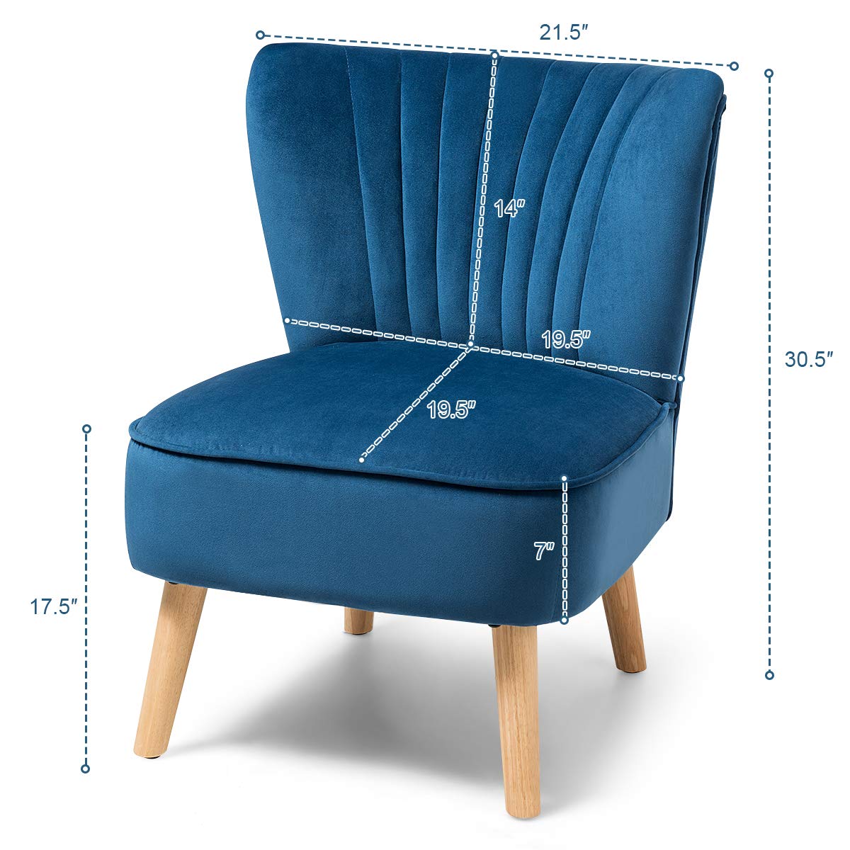 Velvet Accent Chair, Upholstered Modern Sofa Chair with Wood Legs & Thickly Padded