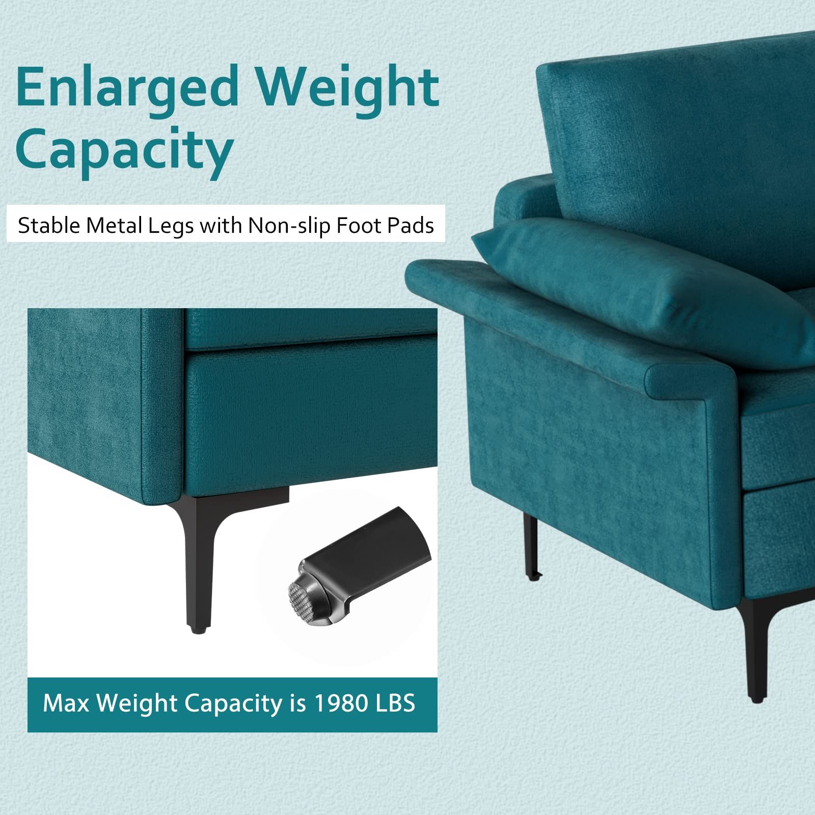 100.5 Inch Large Sectional Sofa, 3 Seat Couch with 3-Hole Outlet & 2 USB Ports