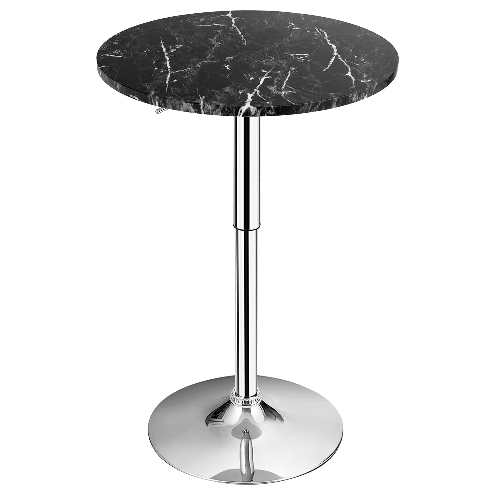 Round Pub Table Height Adjustable, 360&deg; Swivel Cocktail Pub Table with Sliver Leg and Base
