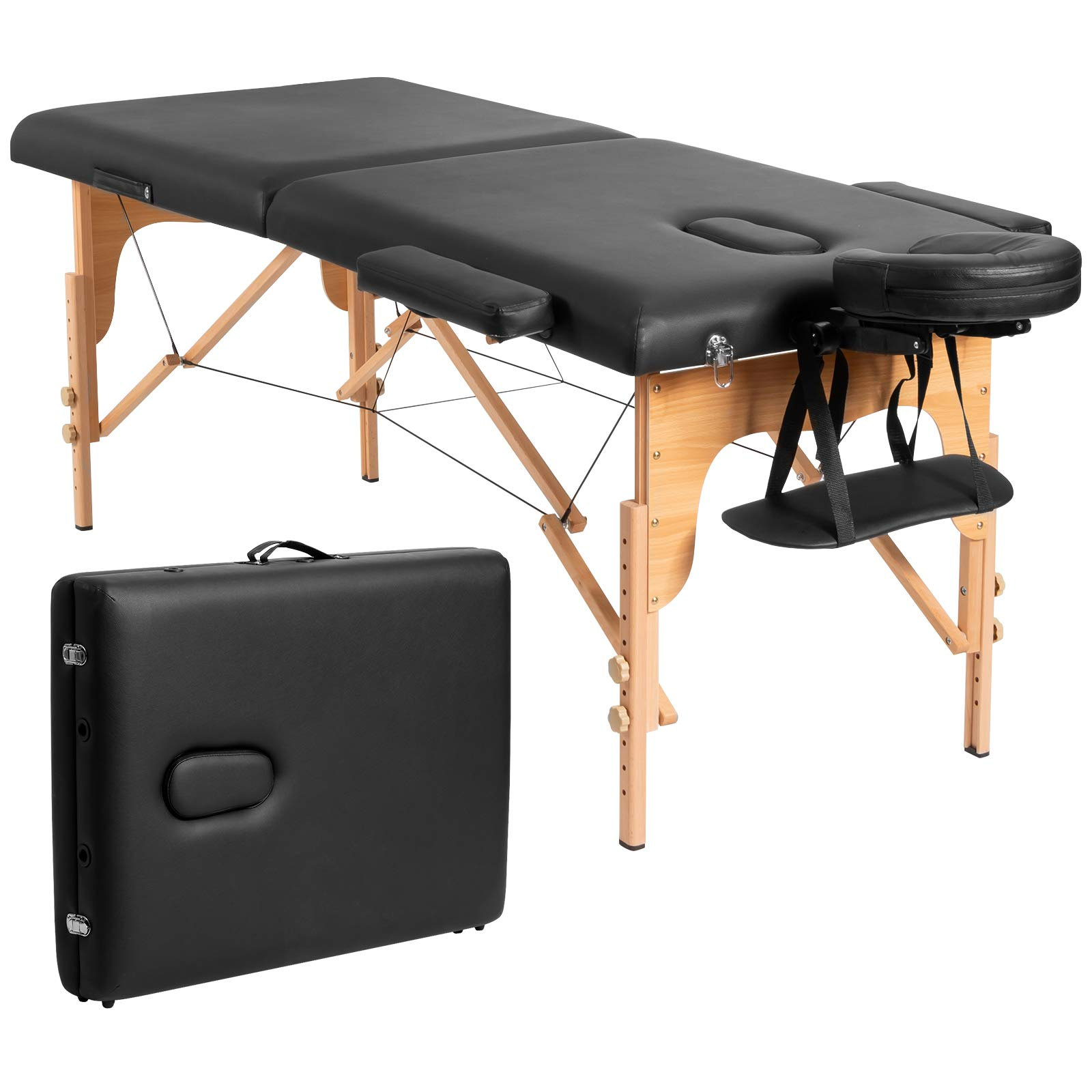 84'' Professional Massage Bed 2 Fold with Head-& Armrest Free Carry Case