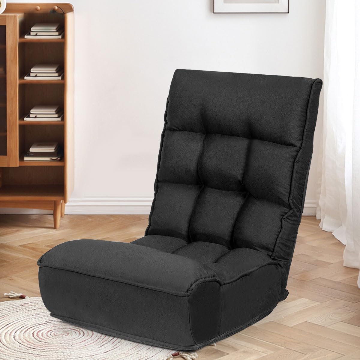  Folding Floor Lounge Chair with 5-Position Adjustable Head & 4-Position Adjustable Backrest