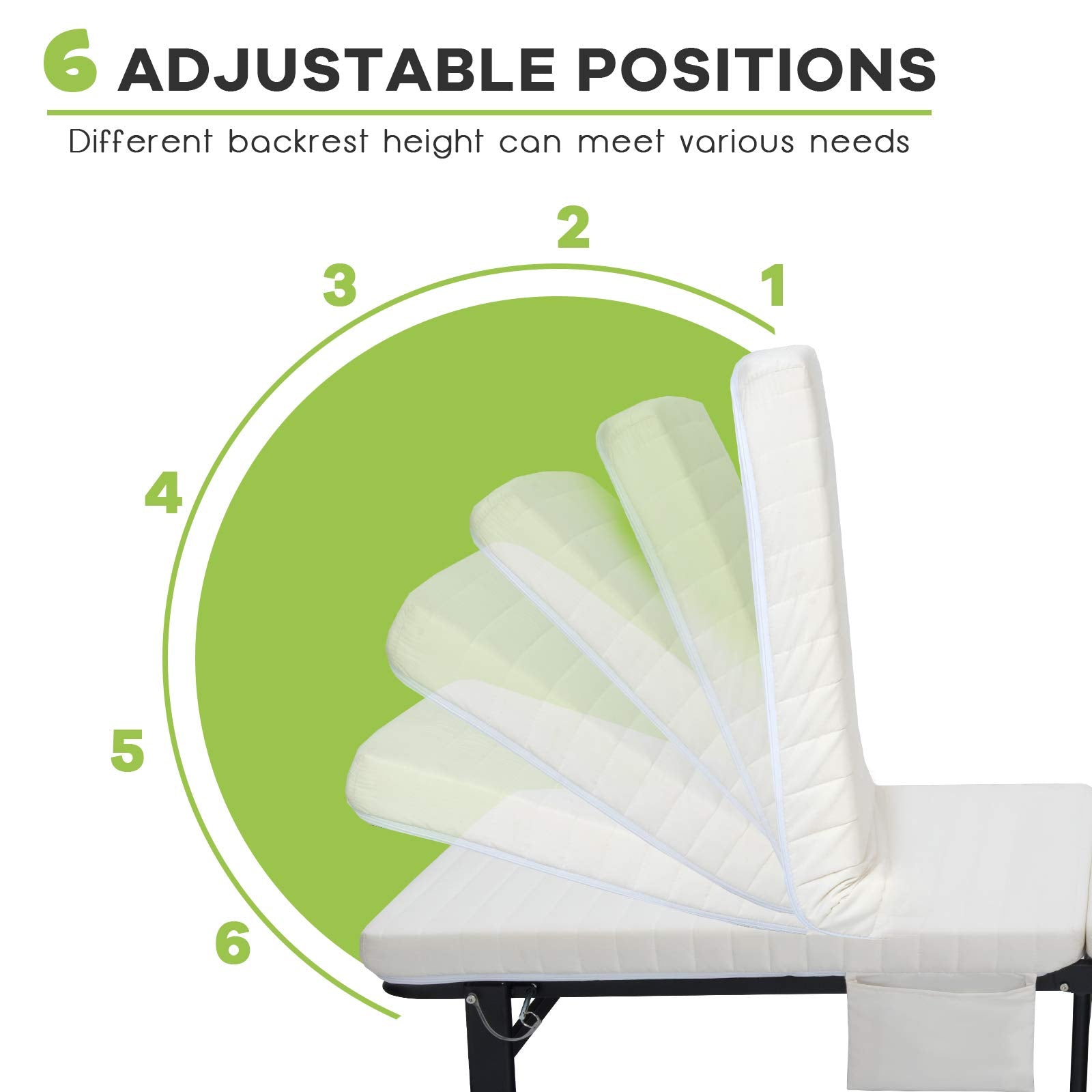 Portable Guest Bed with 6 Positions Adjustable Backrest & Side Storage Pocket