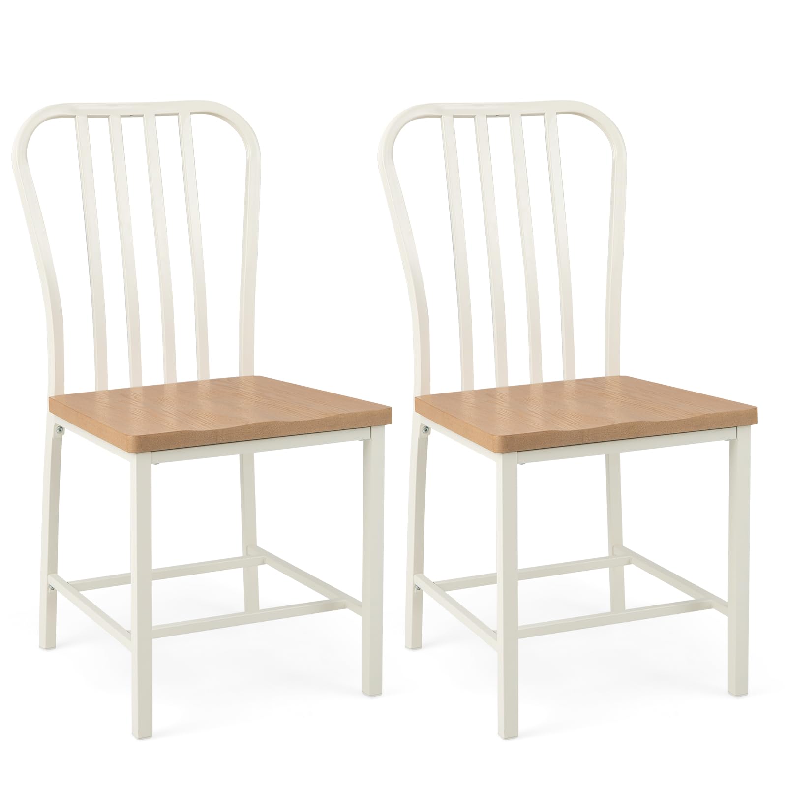 Dining Chairs Set of 2/4 with Slat Back, Solid Metal Frame