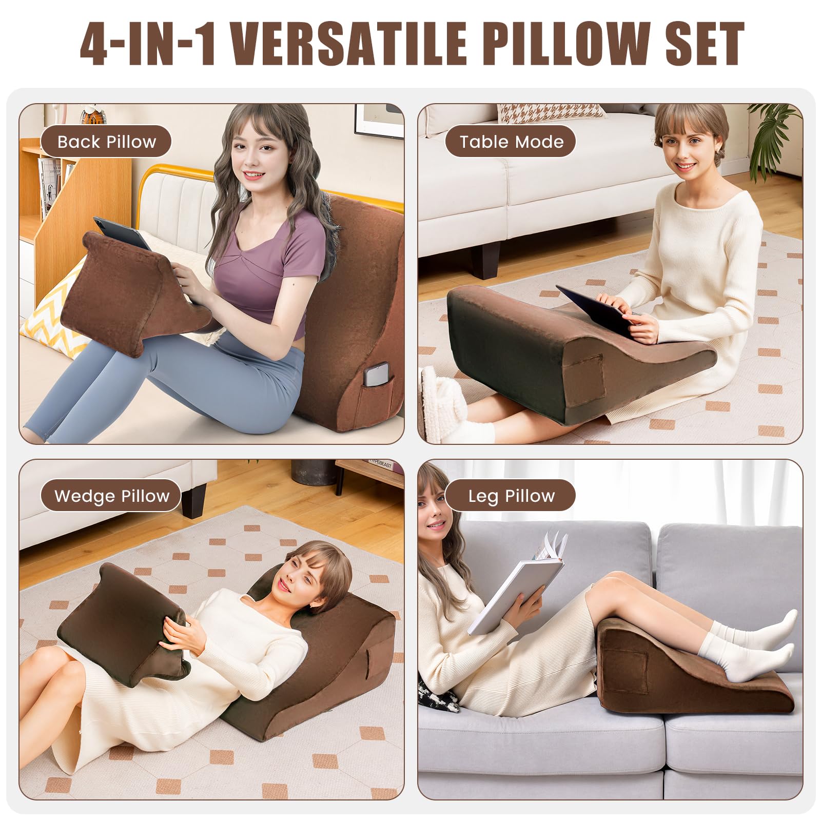 Soft Wedge Pillow for Neck Back Leg Support