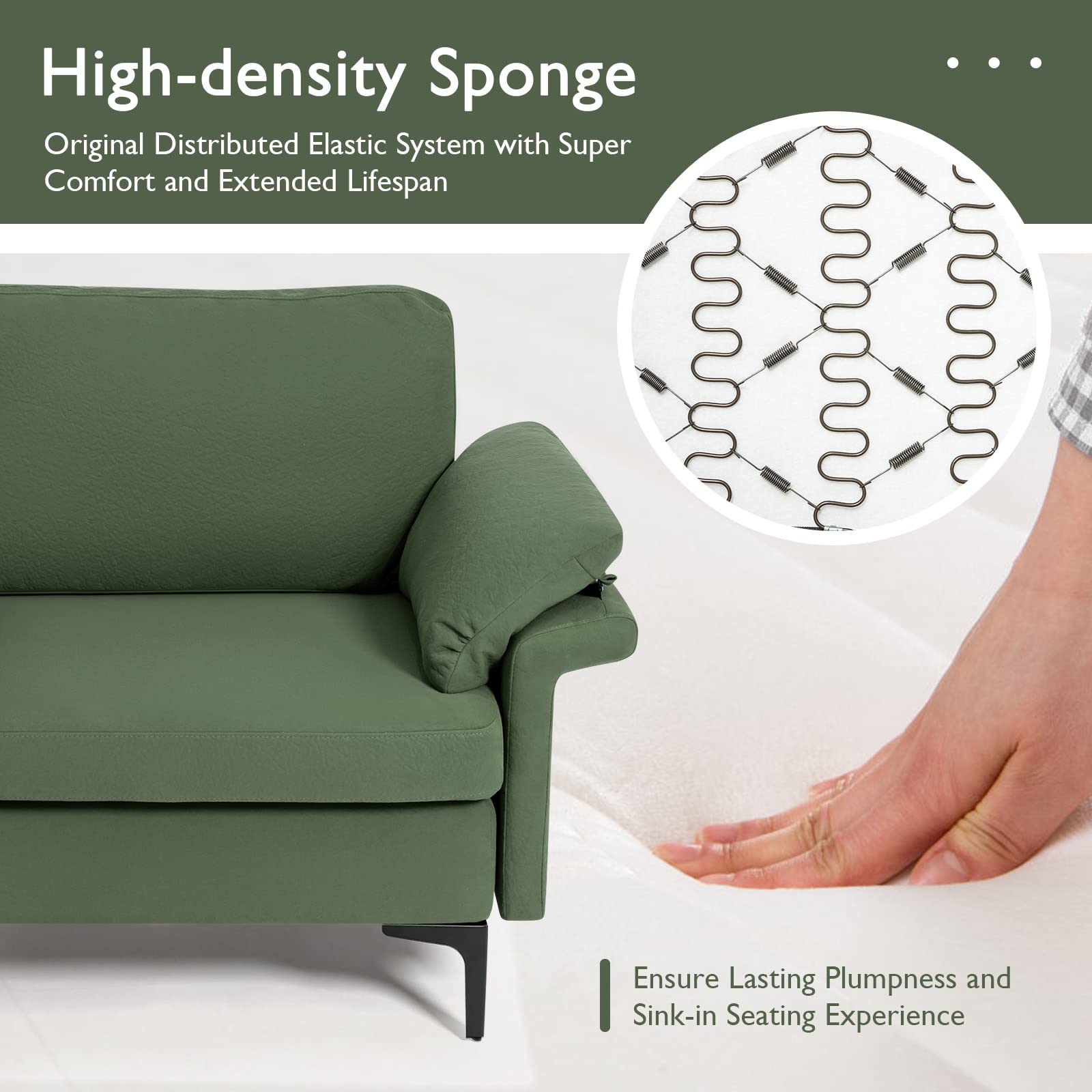 72.5" Loveseat Sofa Couch, Modern Love Seat with Removable Armrest Pillows