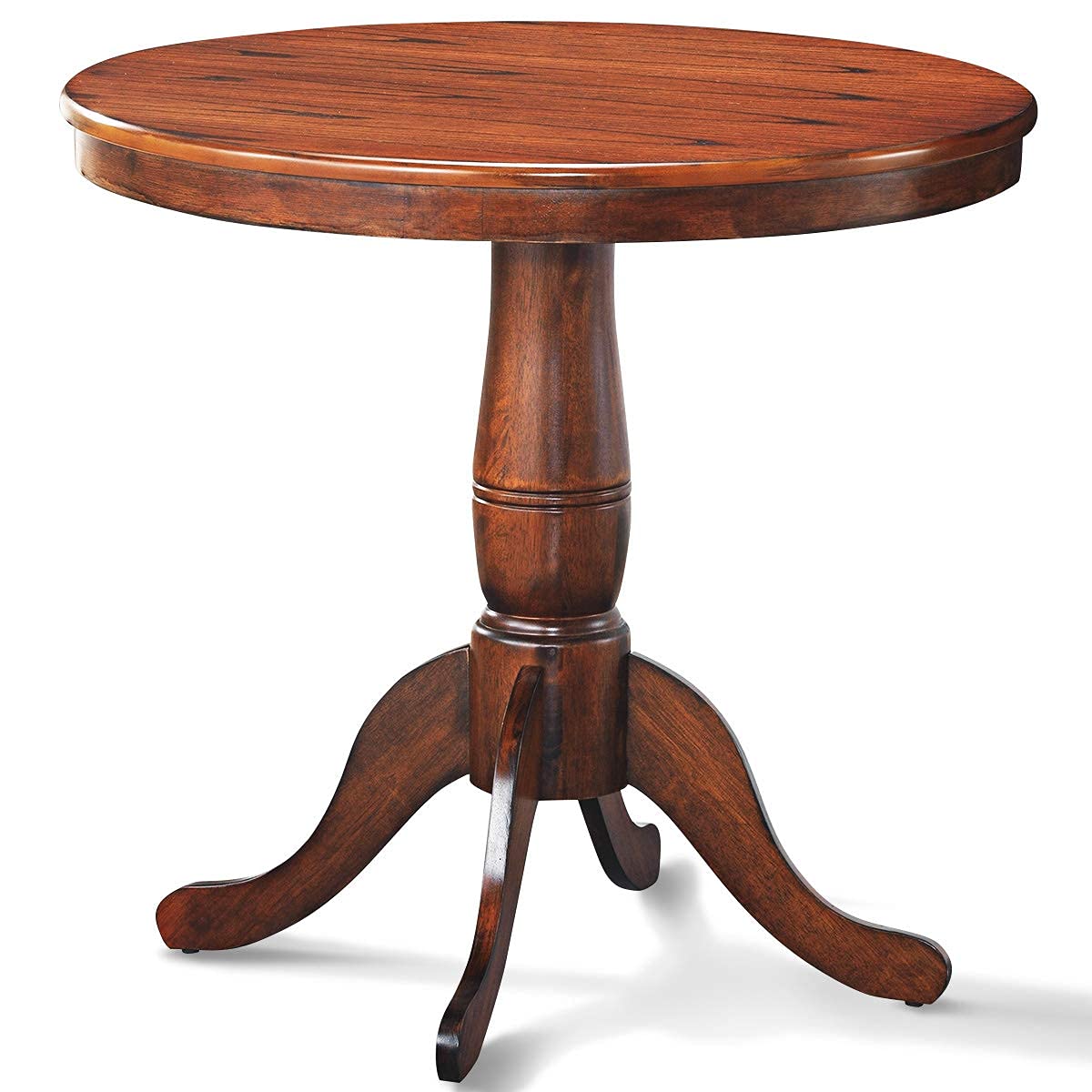 Round Dining Table for 2-4 People, 32" D X 30" H Wooden Kitchen Table with Spacious Table Top, Pedestal Base