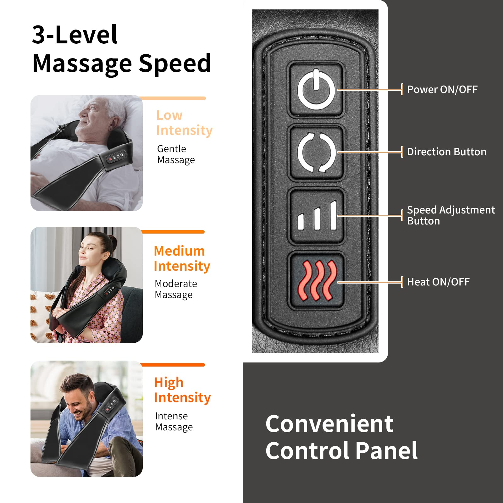 Shiatsu Neck Back and Shoulder Massager w/Heat, Deep Tissue 3D Kneading Massage Pillow