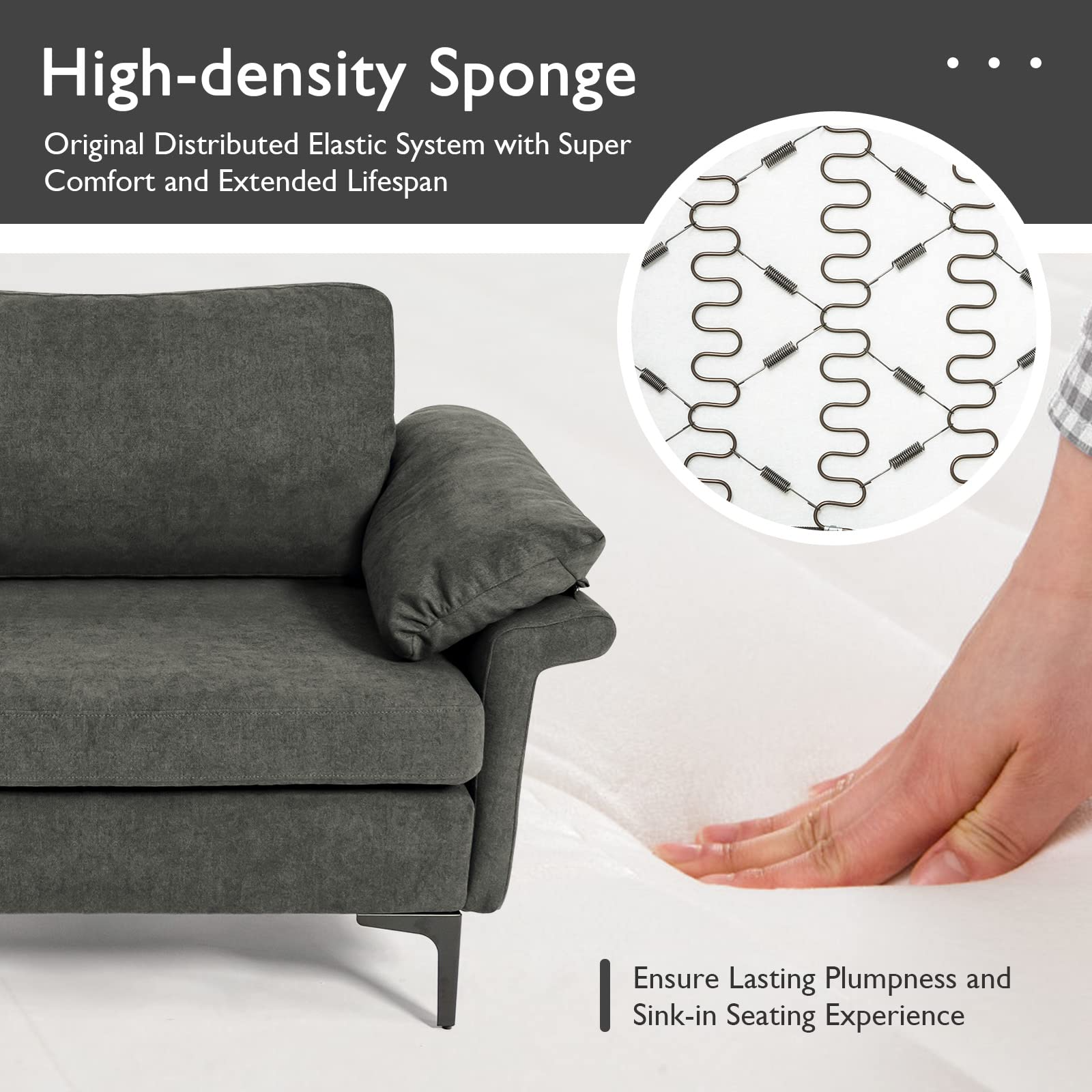 72.5" Loveseat Sofa Couch, Modern Love Seat with Removable Armrest Pillows