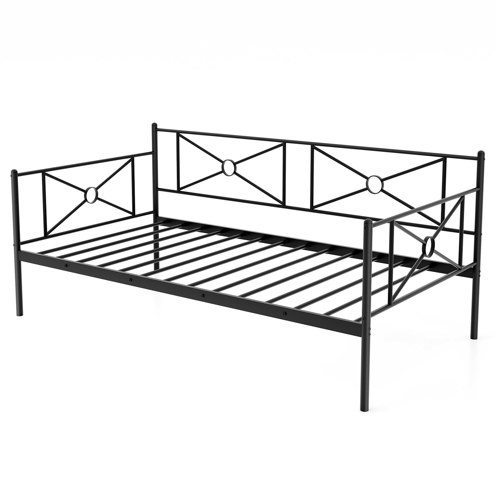 Twin Size Metal Daybed, Multifunctional Sofa Guest Bed with Headboard