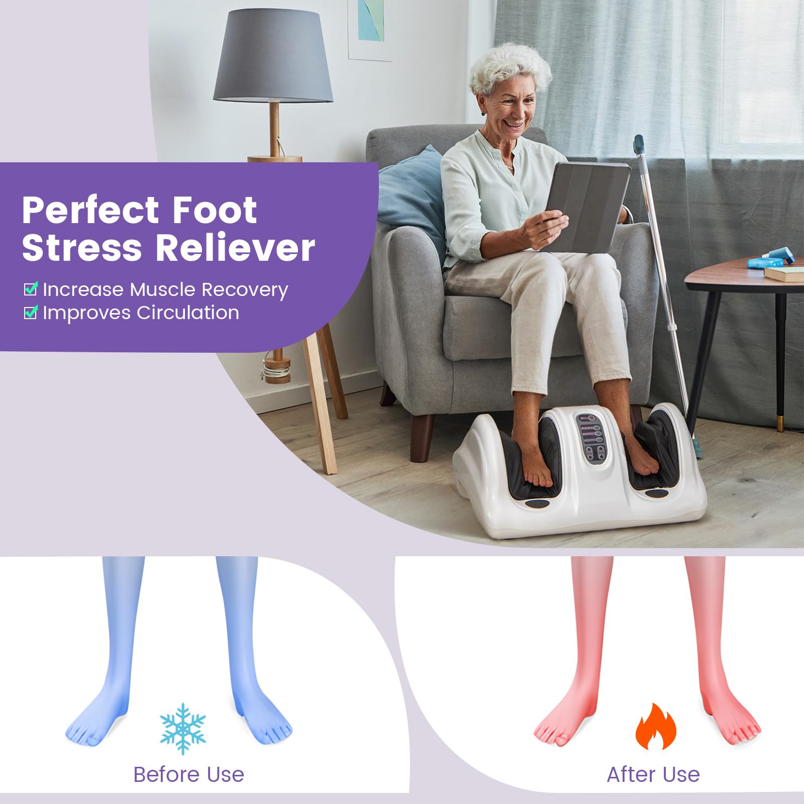 Electric Shiatsu Foot Massager with Remote and 4 Massage Modes