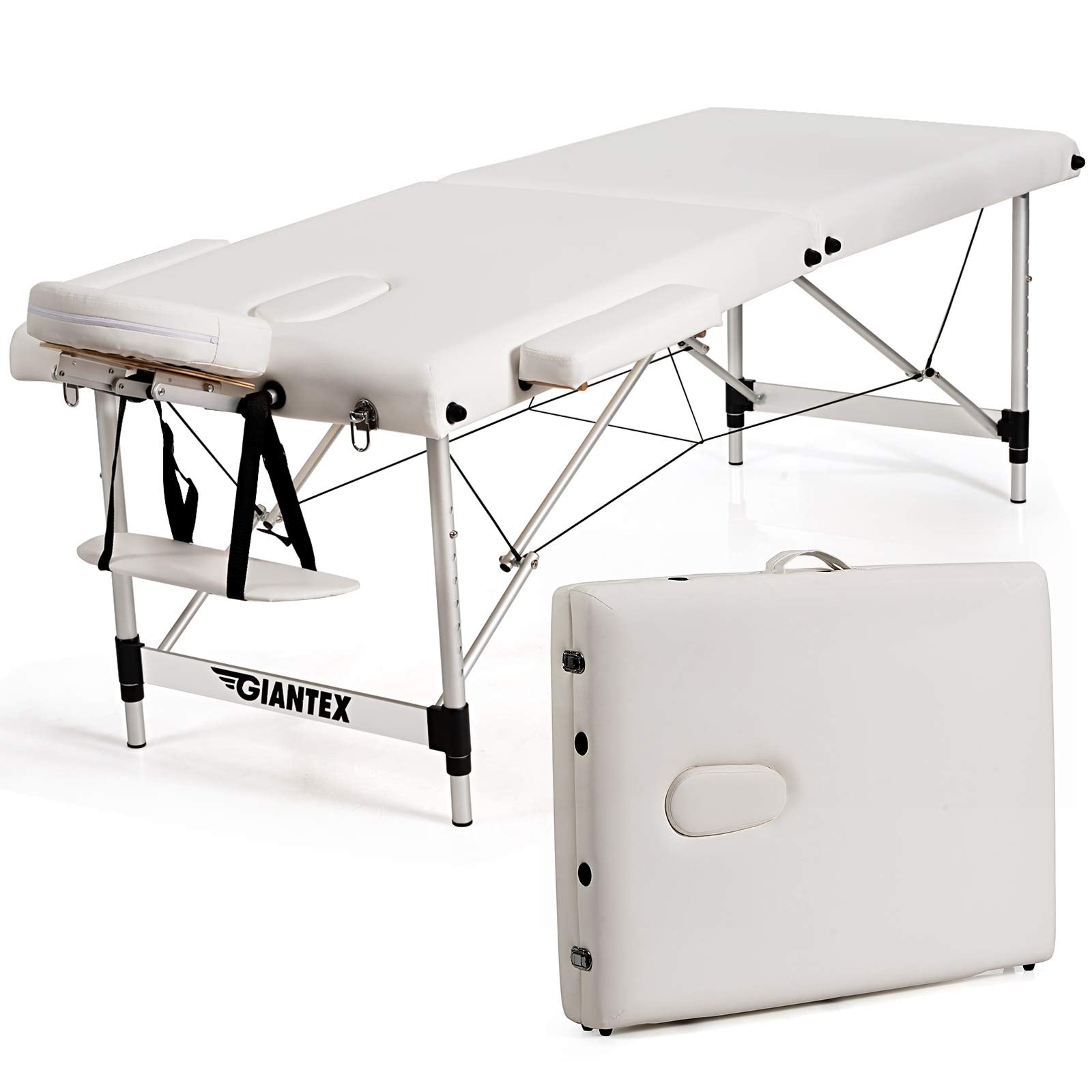 2 Folding Portable Massage Table, Aluminum Frame & Height Adjustable