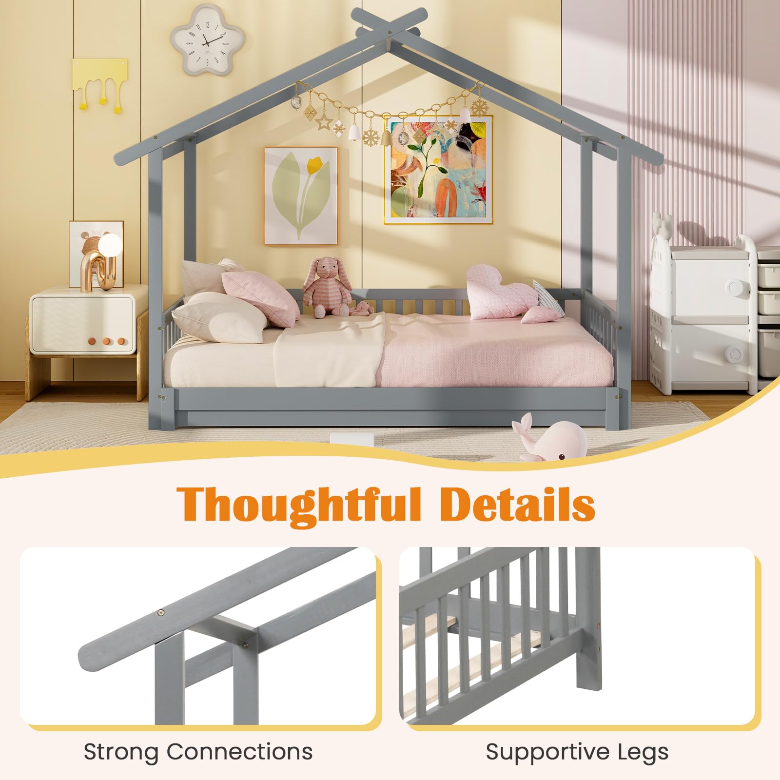 Wood Extendable House Bed