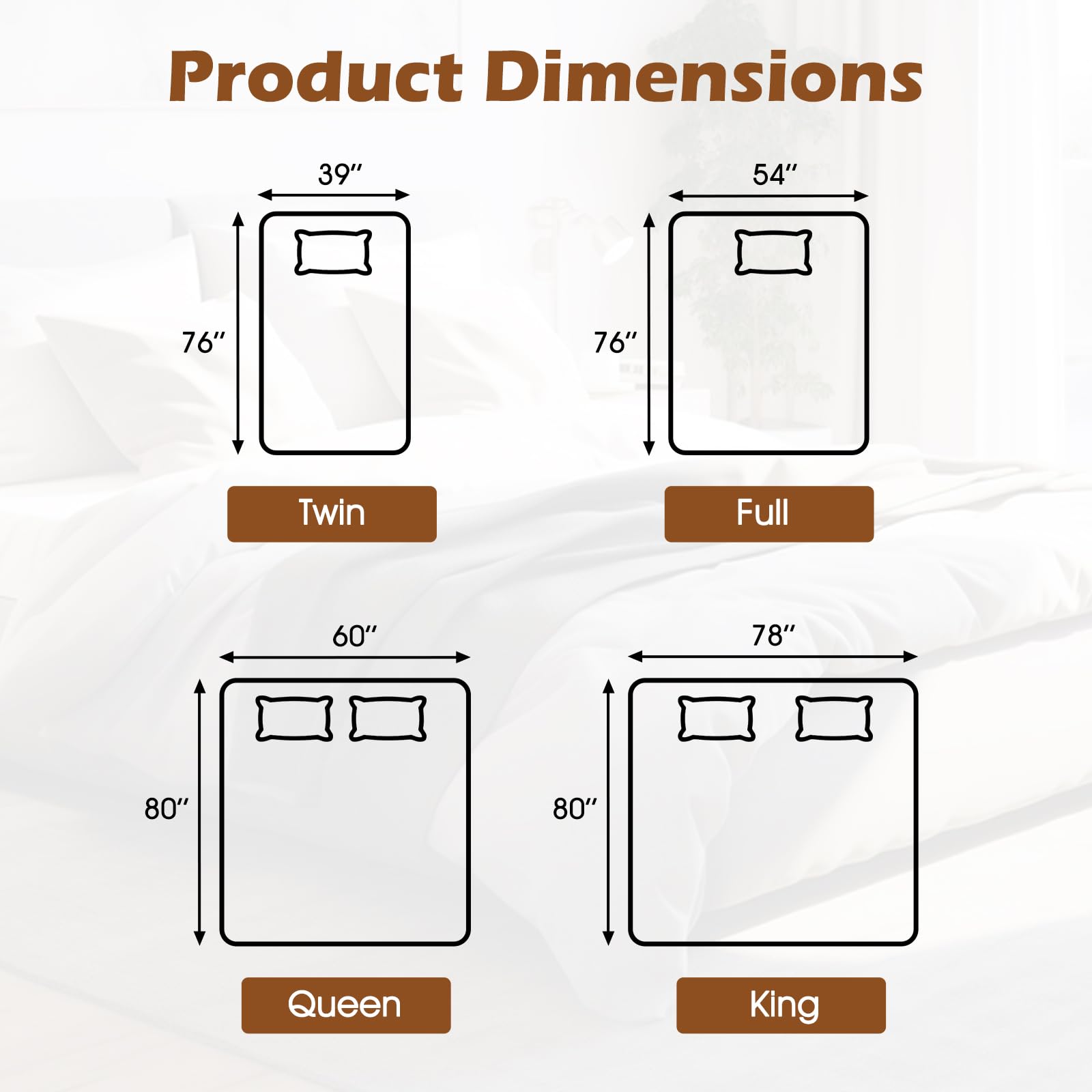Heating Electric Mattress Pad with Dual Controllers, 9 Heat Settings & 9-Hour Auto Off, Machine Washable Bed Warmer for up to 10 Inches Mattress, 80&rdquo; x 78&rdquo;
