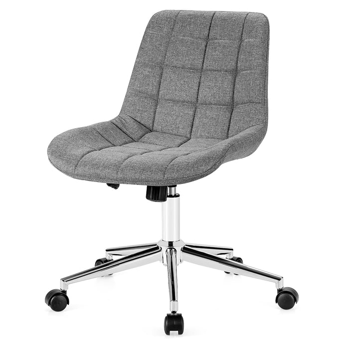 Modern Home Office Chair, Fabric Armless Leisure Chair w/Stable Metal Base and Rocking Function