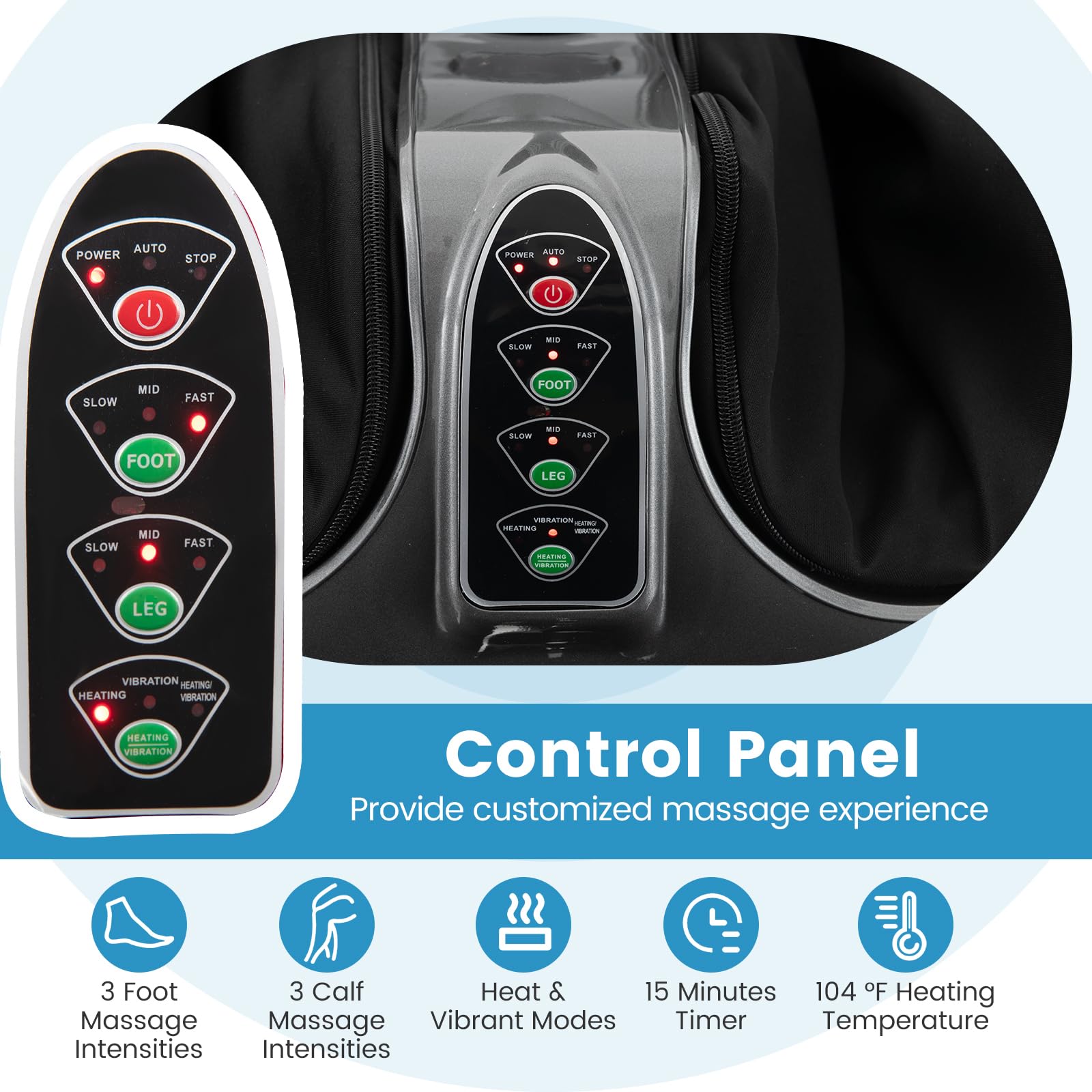 Foot and Calf Massager with Heat，Shiatsu Foot Massager Machine with Vibration, Deep Kneading, 3-Level Intensity Modes