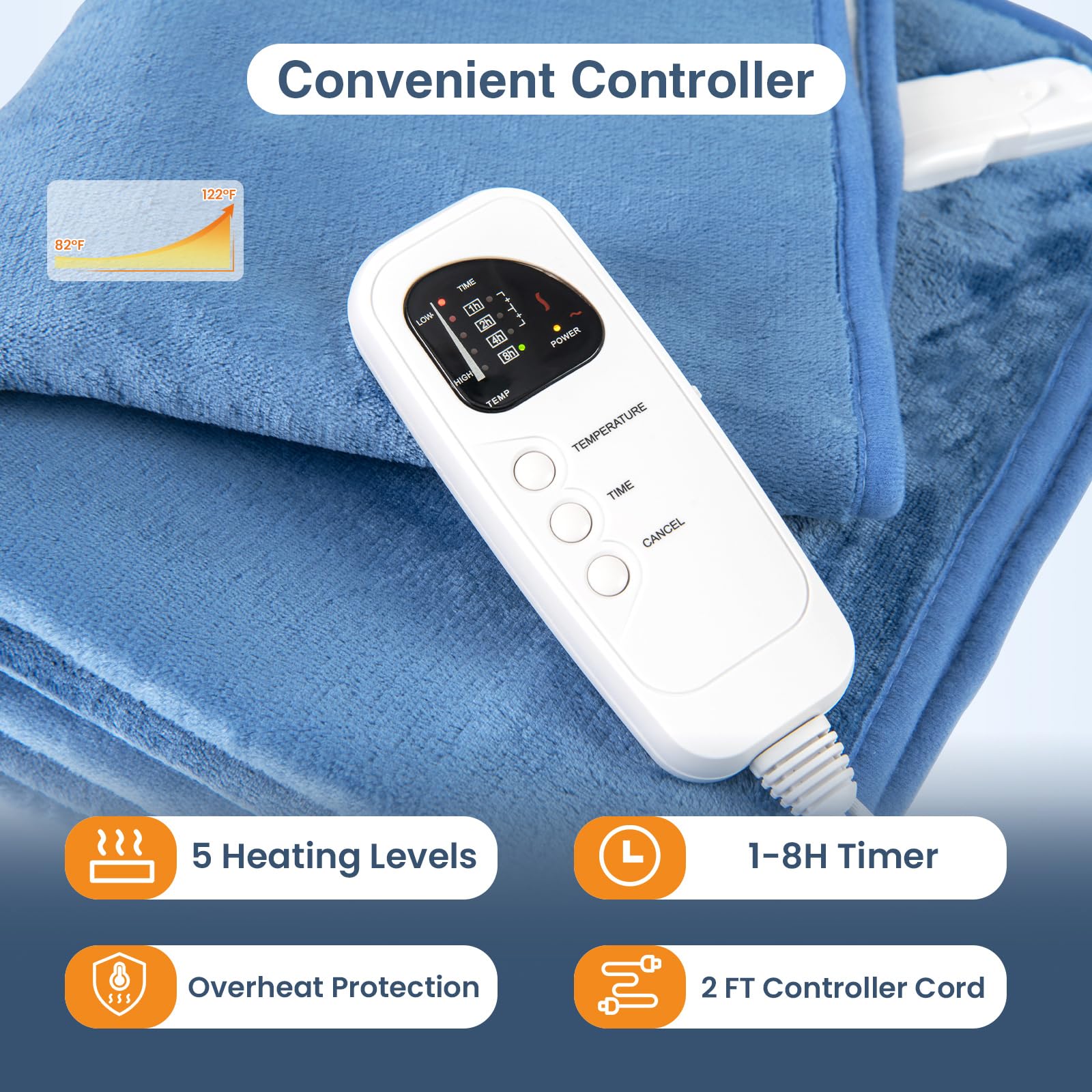 Electric Heated Mattress Pad - 71&rdquo; x 30&rdquo; Bed Warmer w/ 5 Heating Levels, 8H Timer, Overheat Protection, Machine Washable Heating Pad