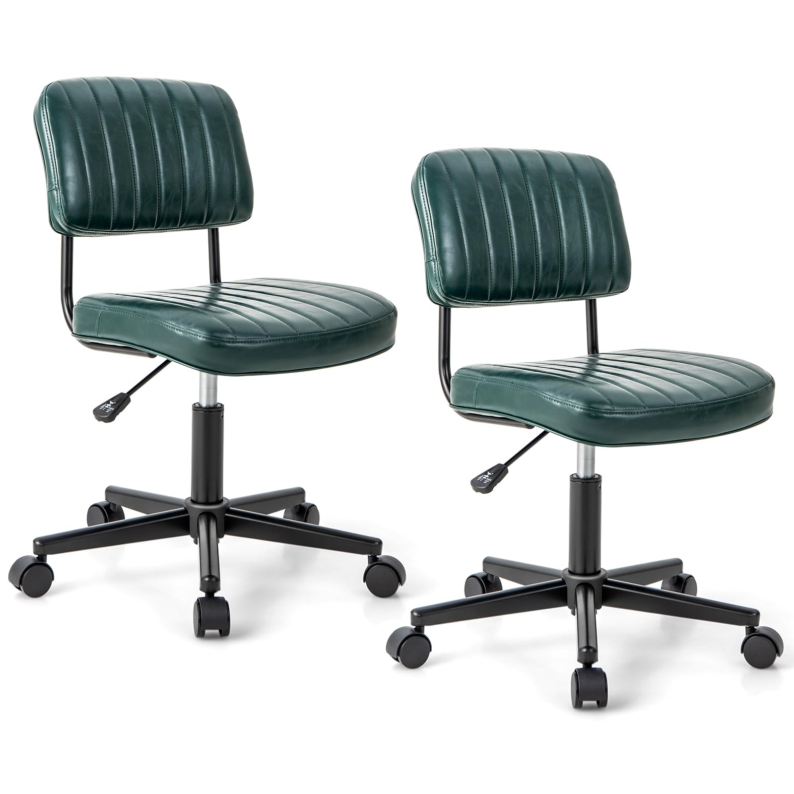 Leather Height Adjustable Office Chair, Retro Swivel Rolling Task Chair
