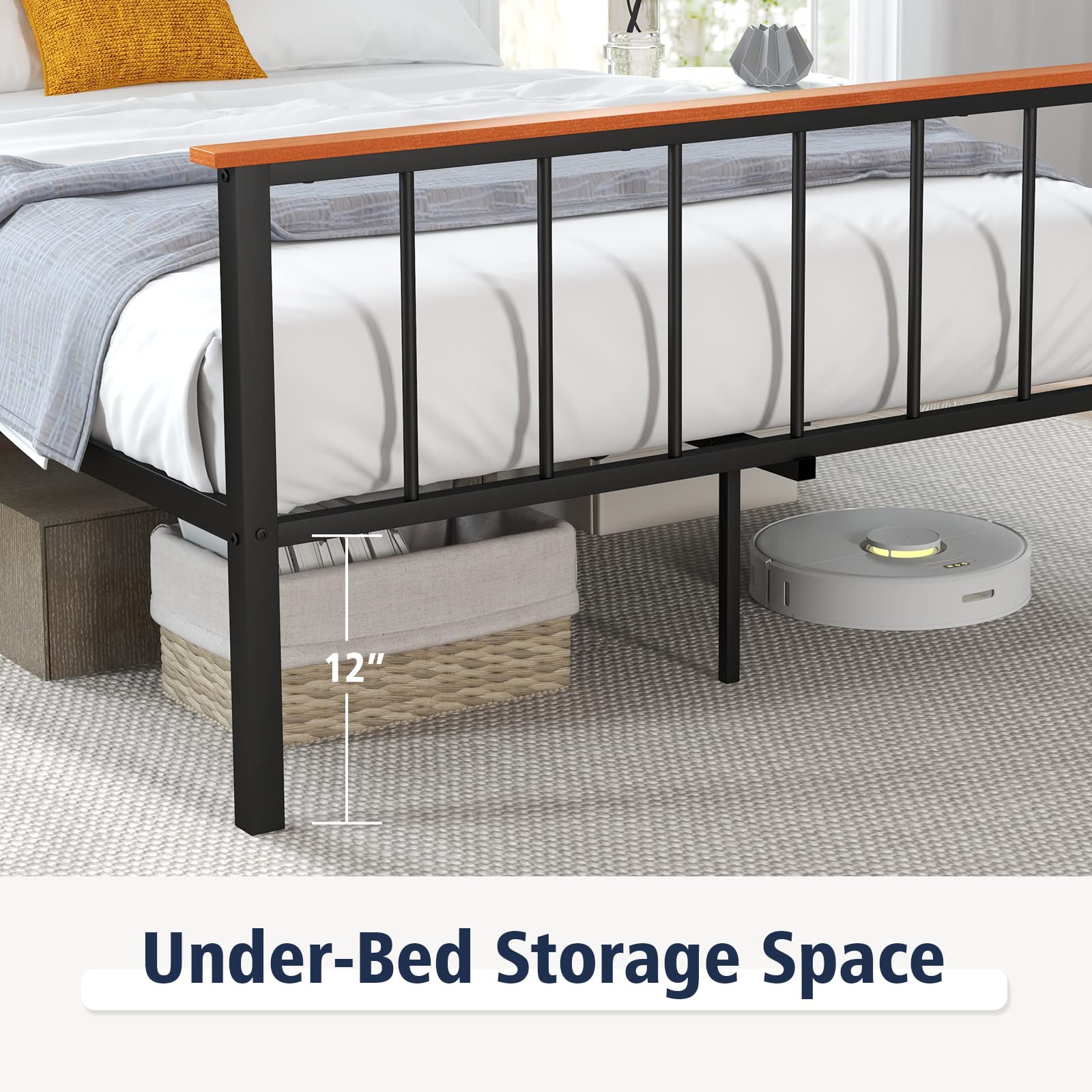 Full/Queen Size Metal Bed Frame with Spindle Headboard & Footboard