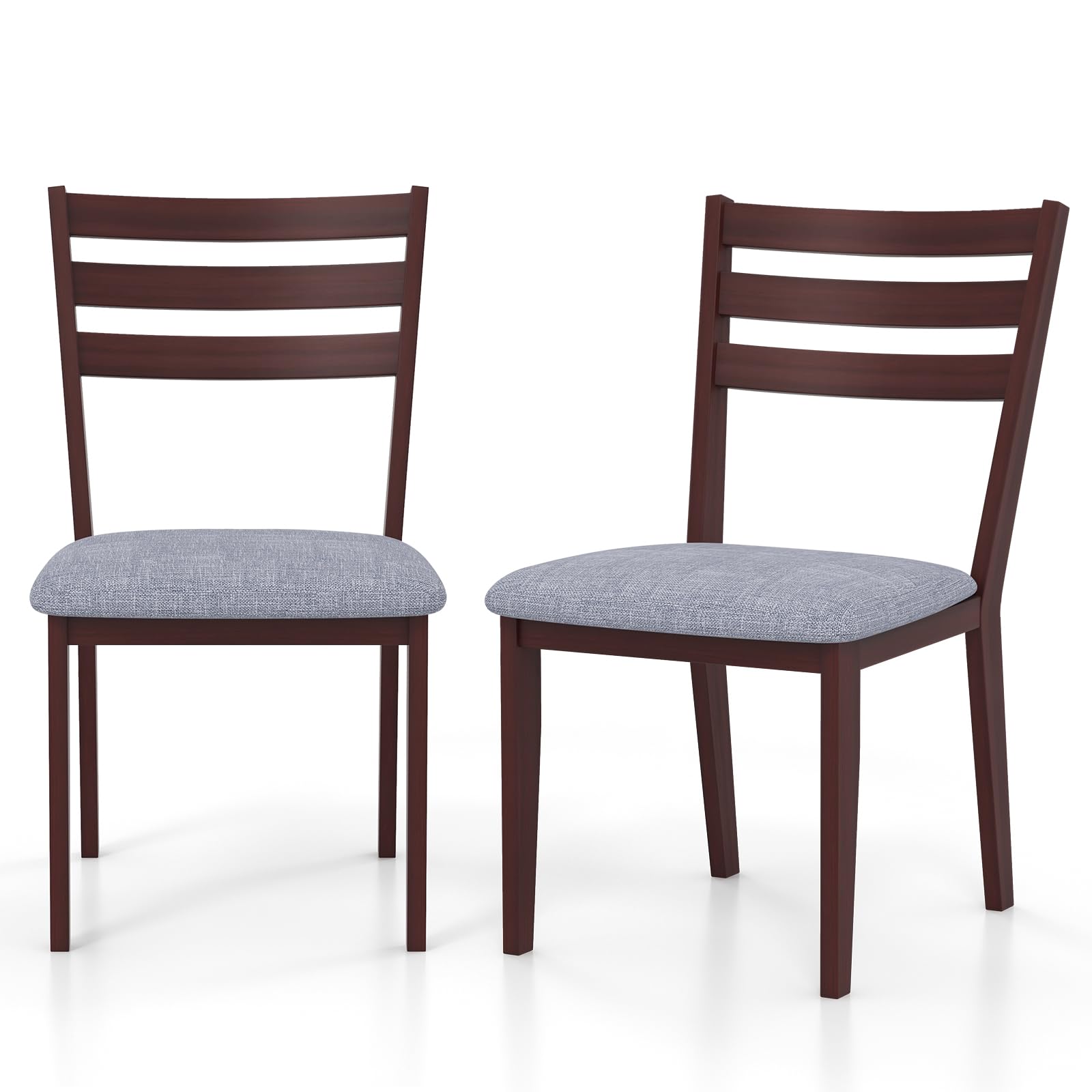 Wood Dining Chairs Set of 2/4, Upholstered Kitchen Chair with Solid Rubber Wood Frame