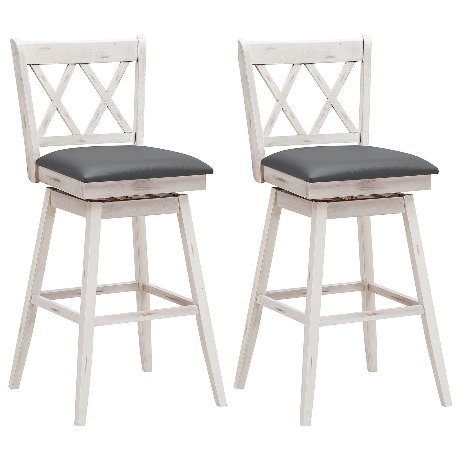 360 &deg; Swivel Bar Stool Set of 2/4 with Foot Rest Upholstered Cushion & Ergonomic Backrest
