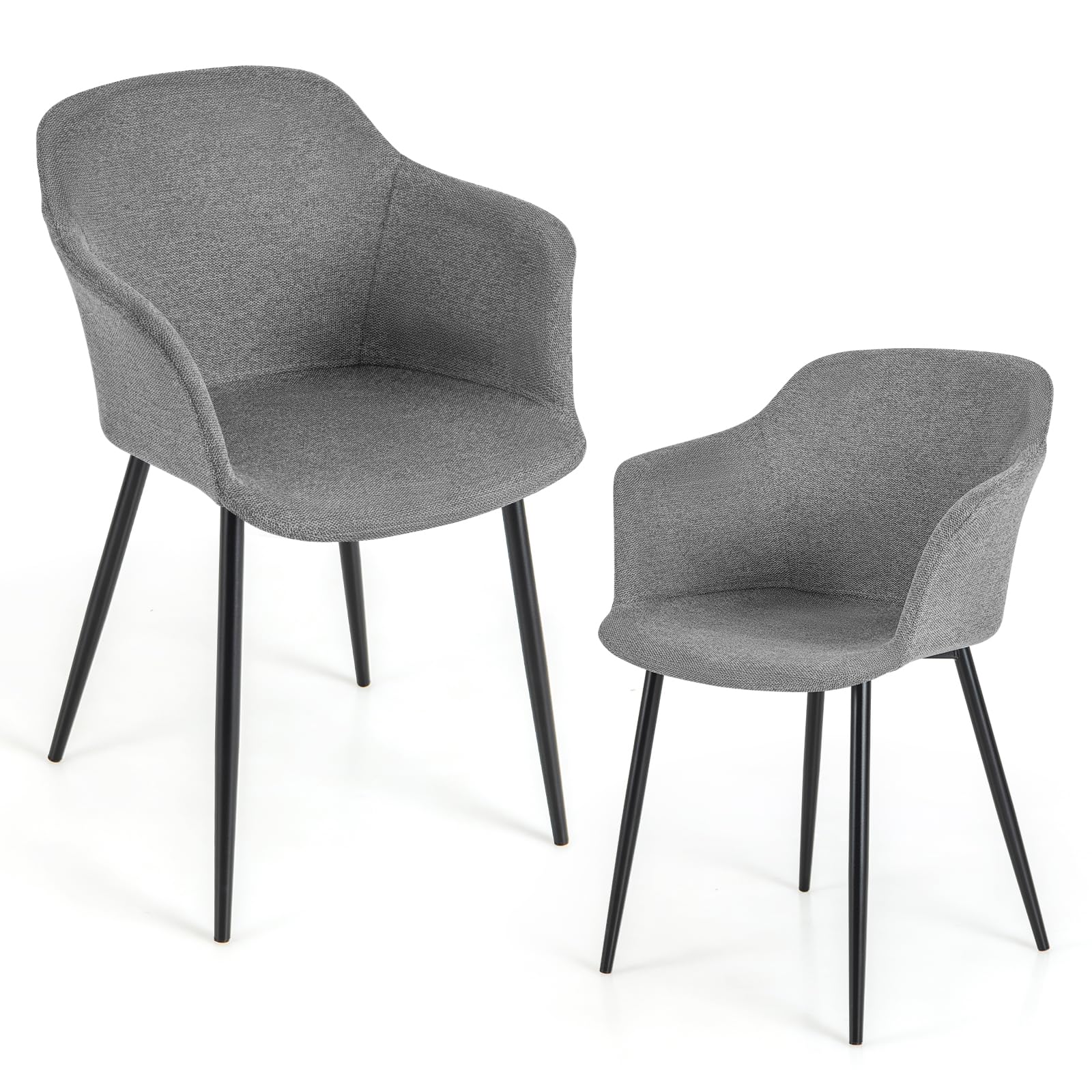 Dining Chairs Set of 2/4, Upholstered Kitchen Chairs with Arms, Dining Room Chairs with Metal Frame, 17"(D)x18"(W) Wide Seat
