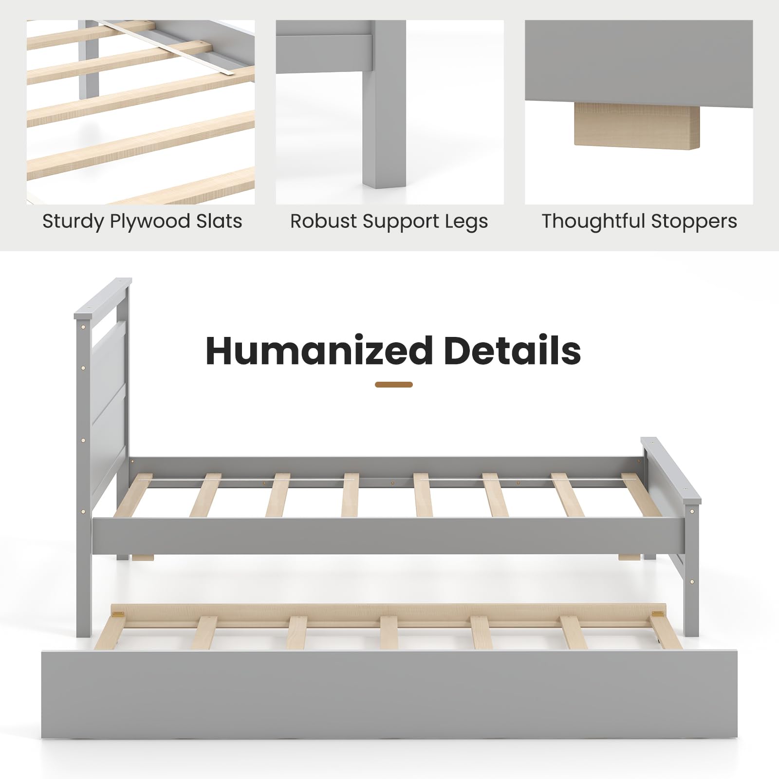 Twin Bed Frame with Trundle