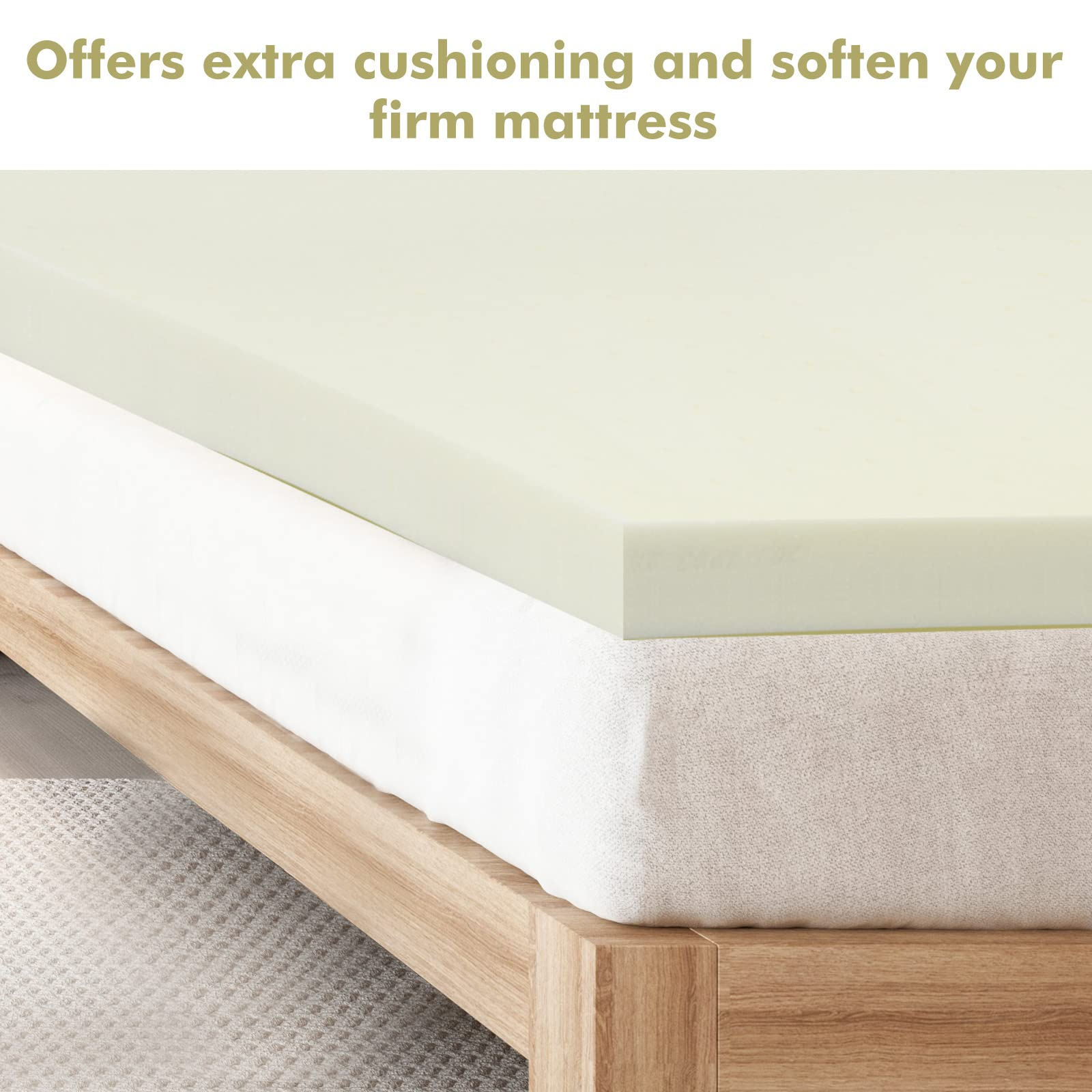 Mattress Topper, Ventilated Memory Foam Mattress Topper for Bed, 3 Inch