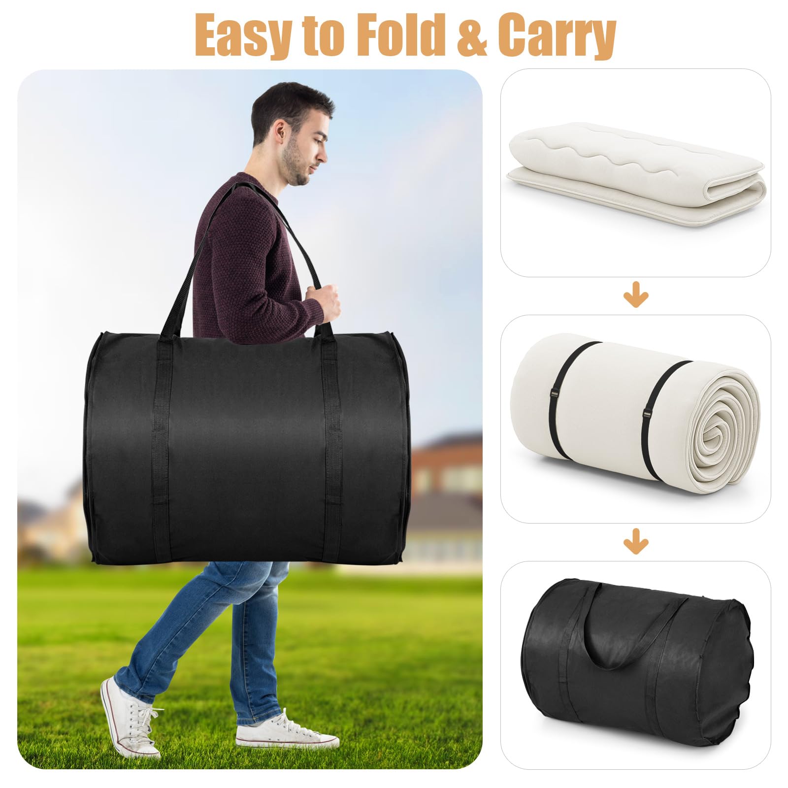 Japanese Floor Mattress 4 Inch Roll up Futon Mattress