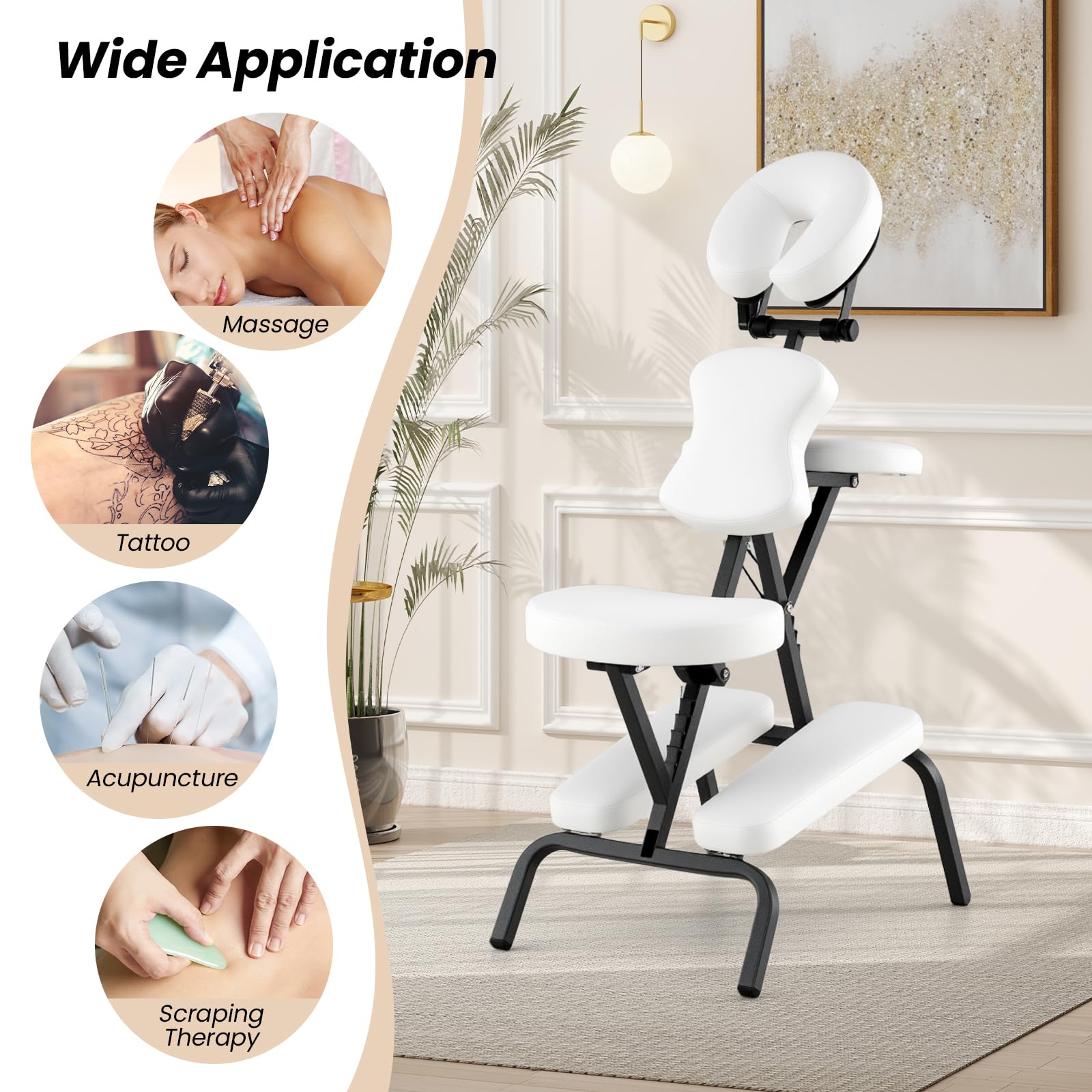 Portable Light Weight Massage Chair, Travel Massage Tattoo Spa Chair w/Carrying Bag