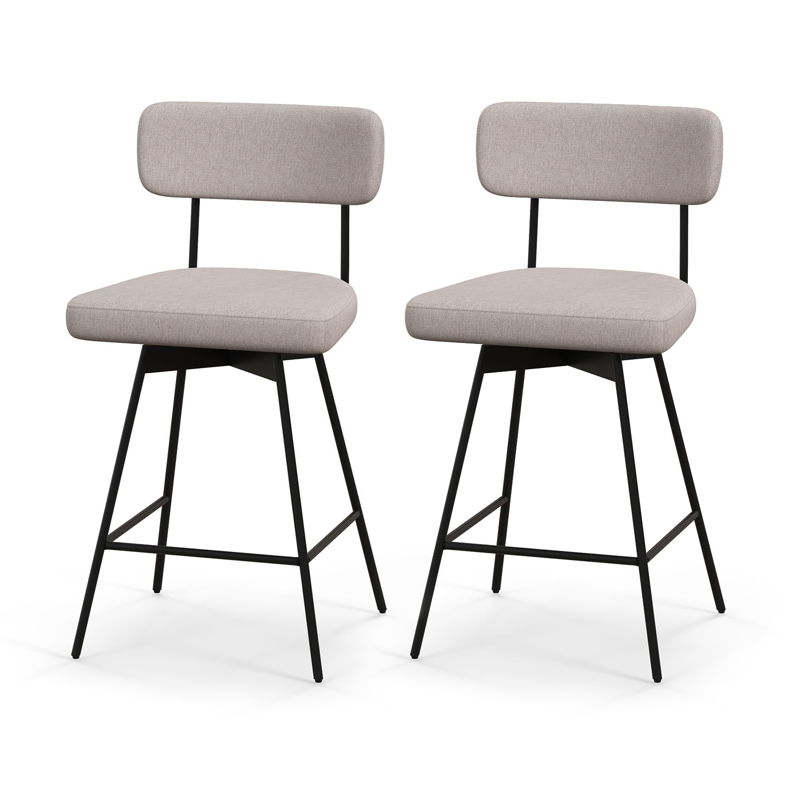 Bar Stools Set of 2/4, 25&rdquo; Upholstered Counter Height Bar Stools with Back